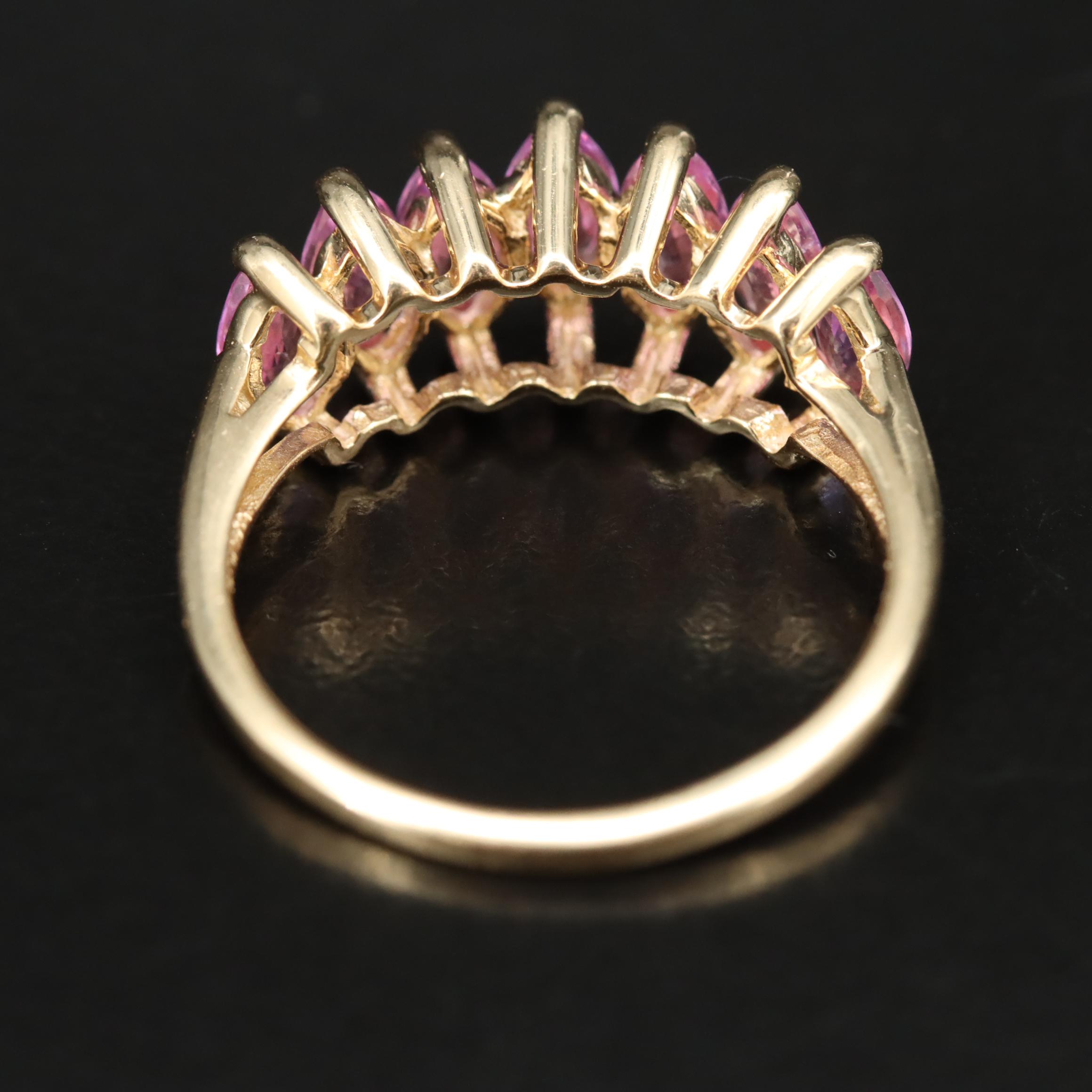 14K Pink Sapphire Pyramid Ring