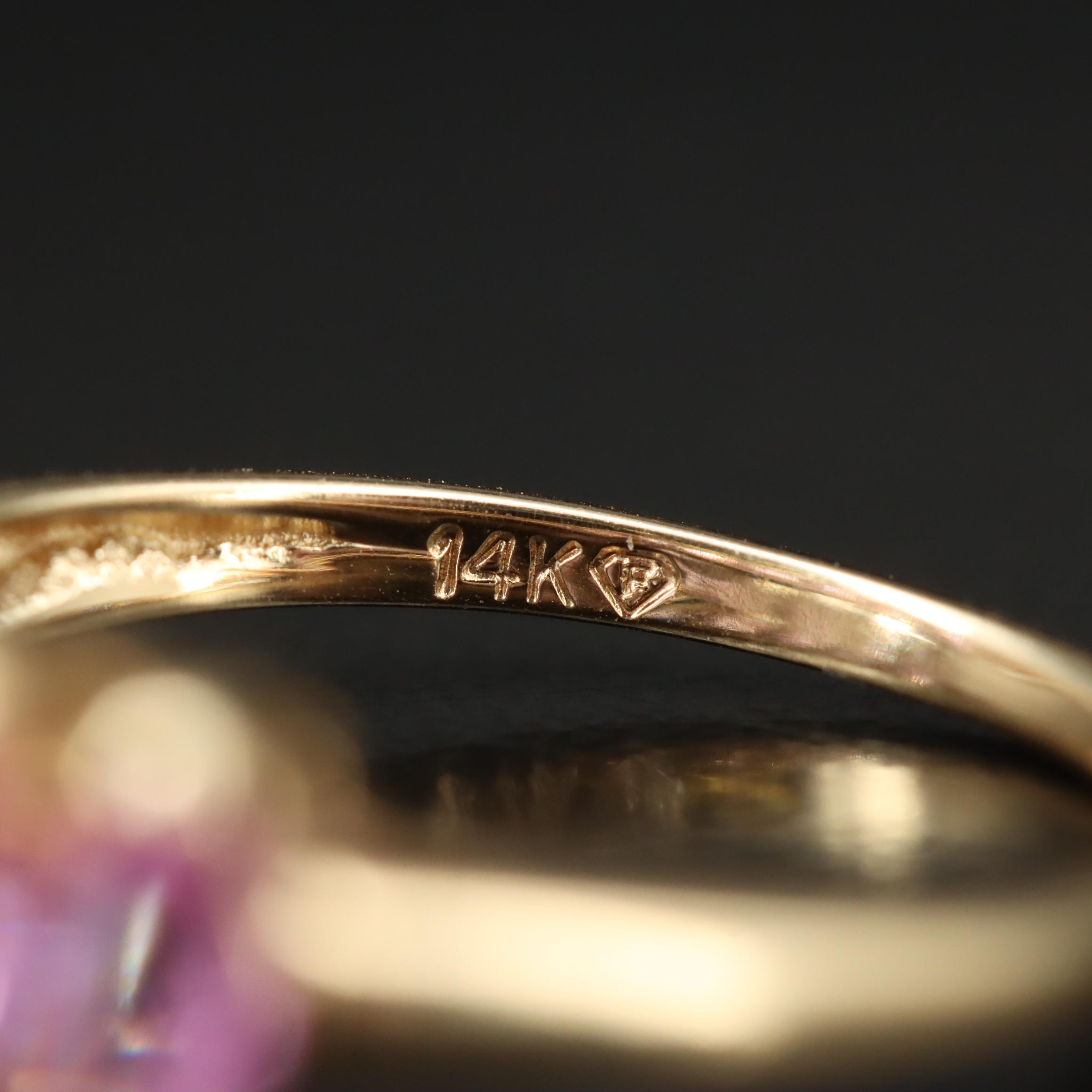 14K Pink Sapphire Pyramid Ring