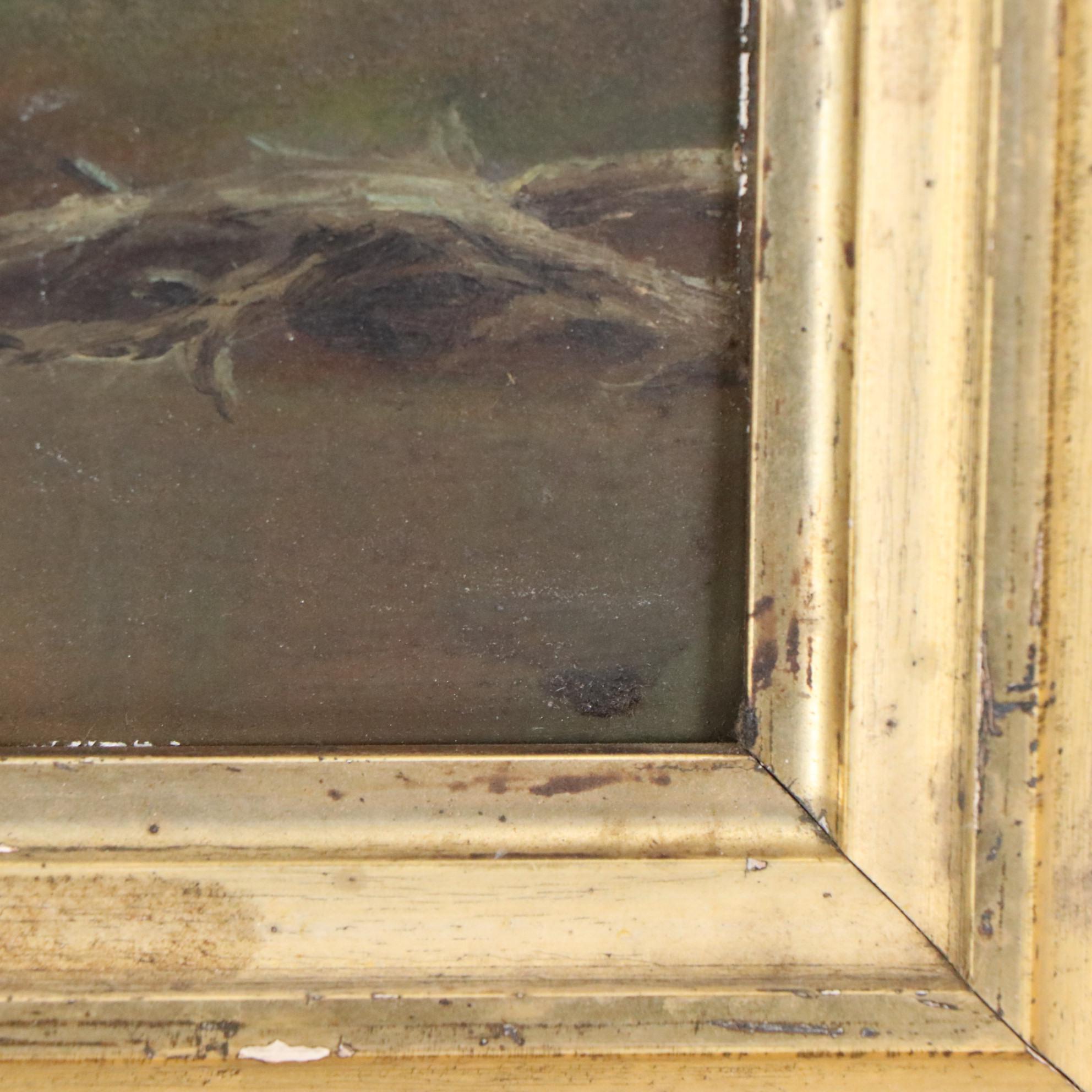 Tonalist Woodland Landscape Oil Painting, Circa 1900