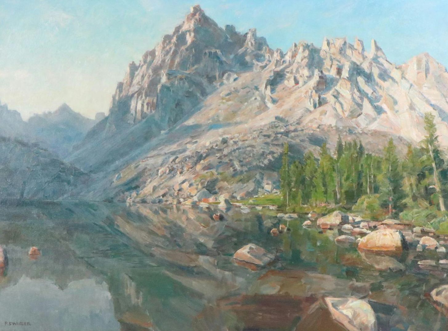 Francis Switzer Oil Landscape Painting With Mountains, 21st Century