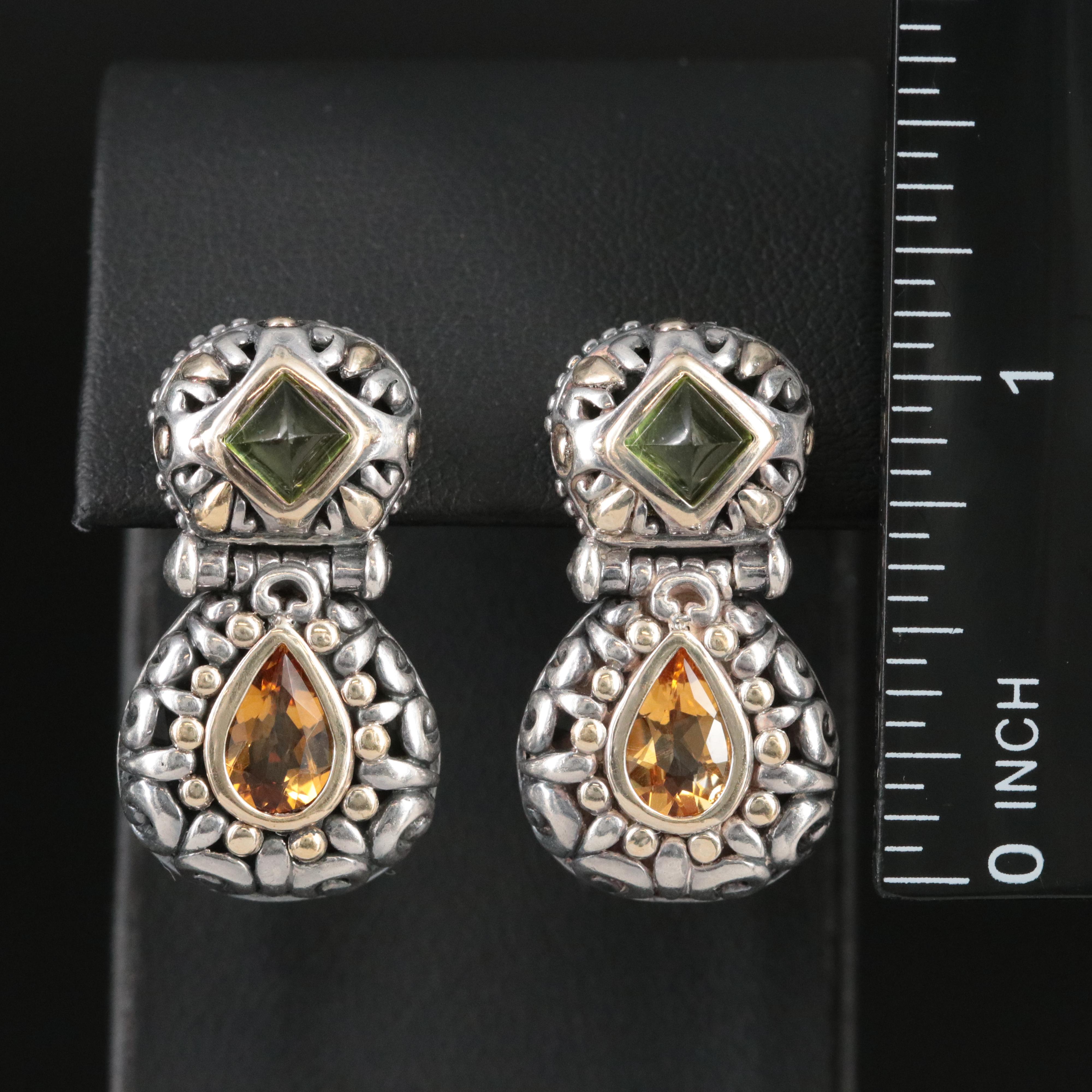 John Hardy Jaisalmer Sterlingo, Peridot and Citrine Earrings with 18K Accents