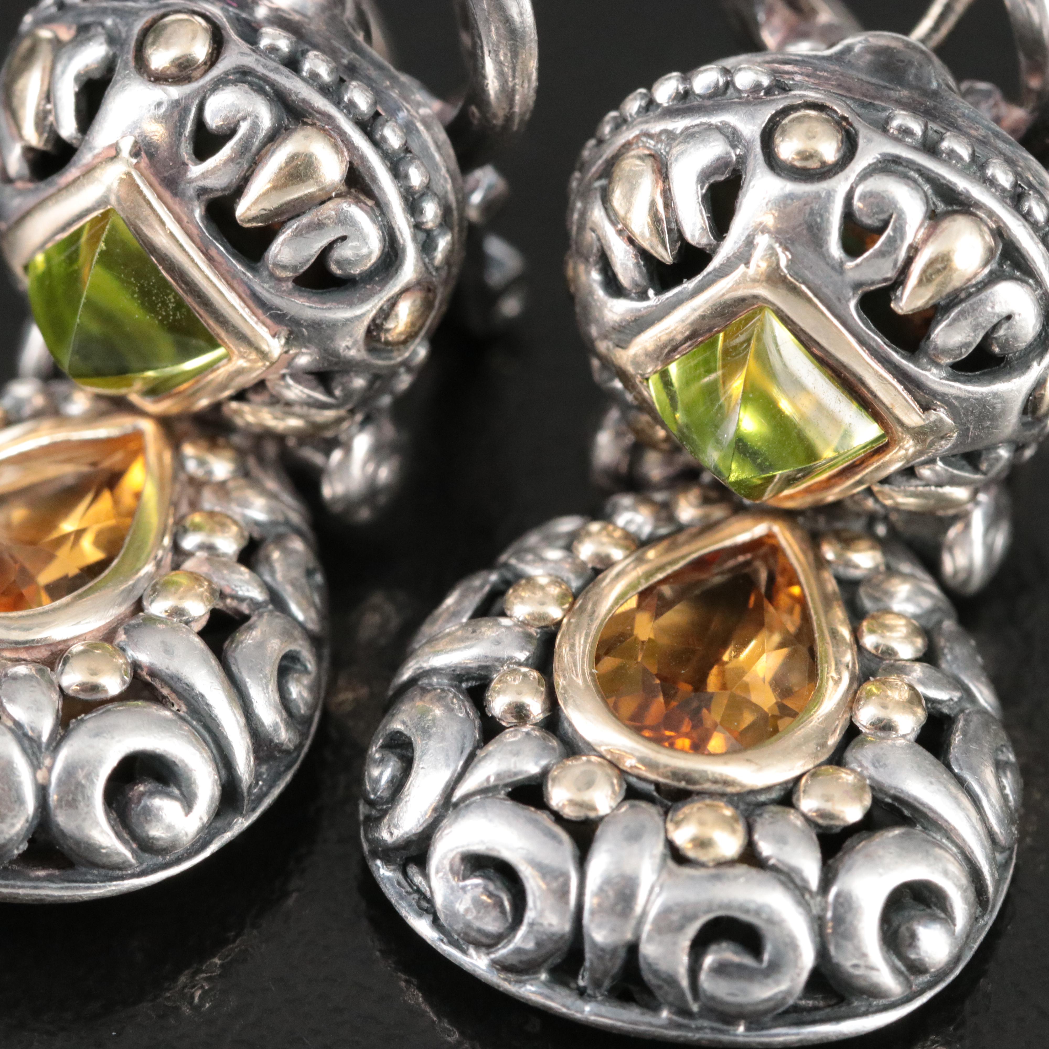 John Hardy Jaisalmer Sterlingo, Peridot and Citrine Earrings with 18K Accents