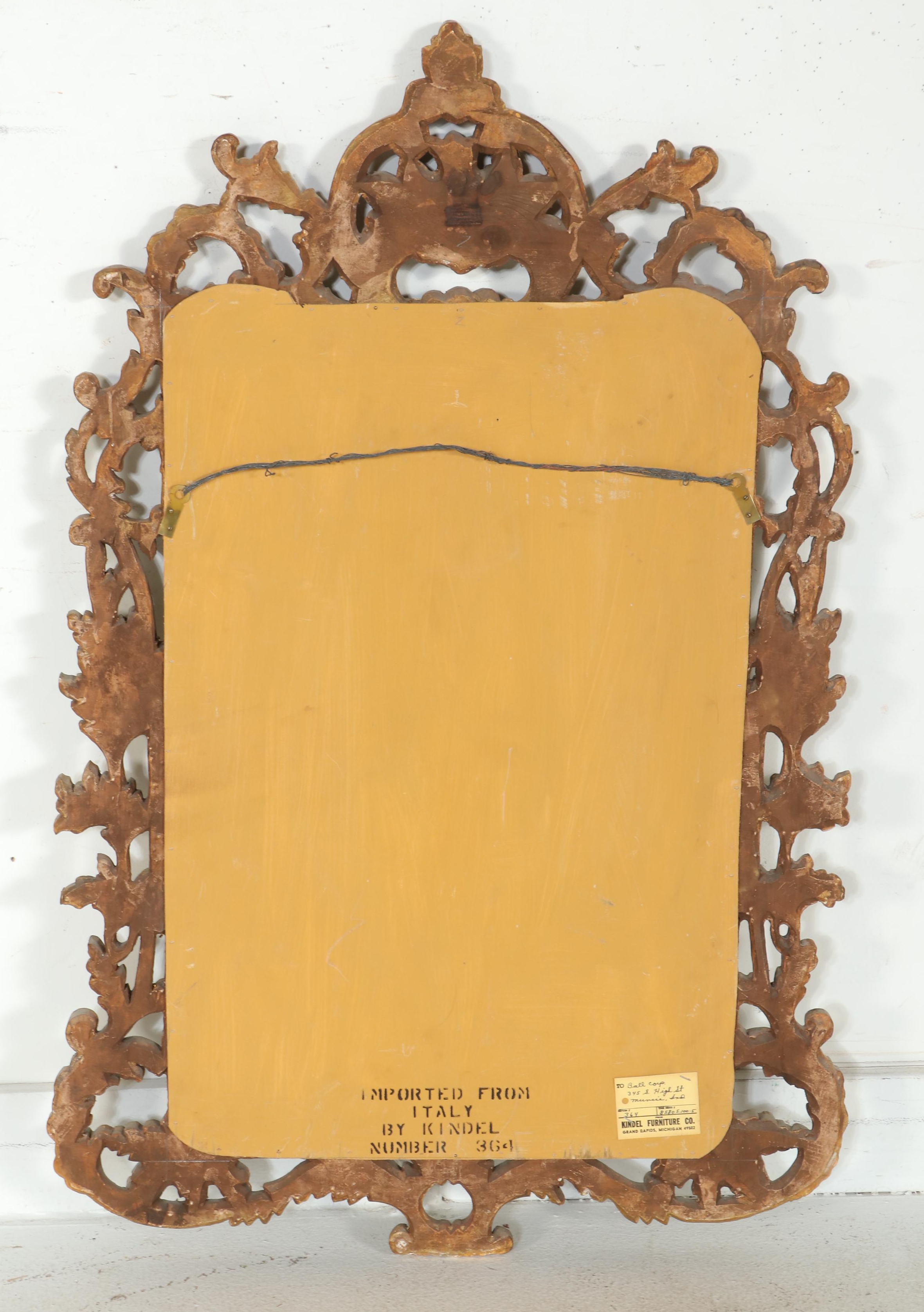 Palladio for Kindel Co. Furniture George III Style Giltwood Mirror, 20th Century