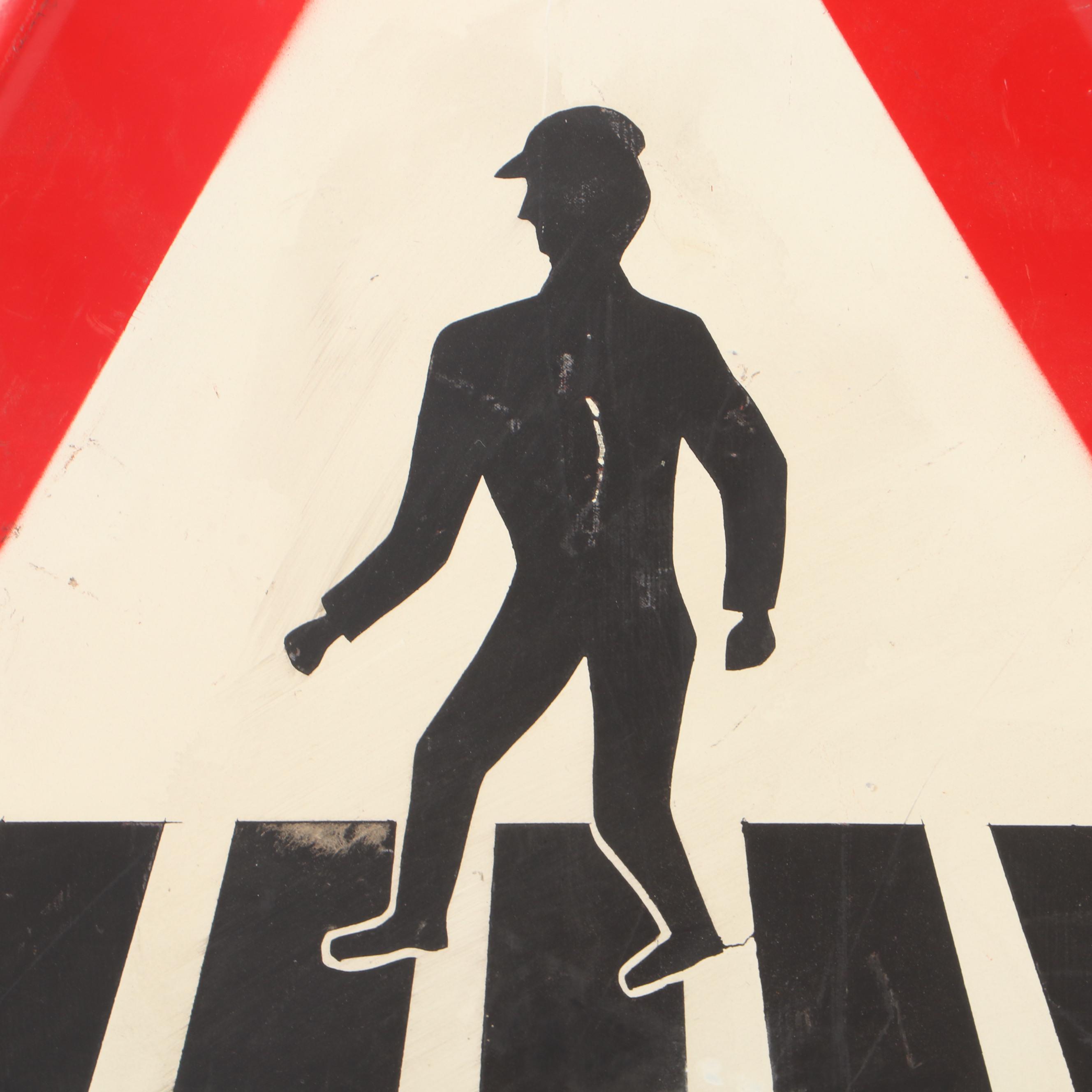 Pedestrian Crossing, Right of Way and Railroad Crossing Dutch Metal Street Signs