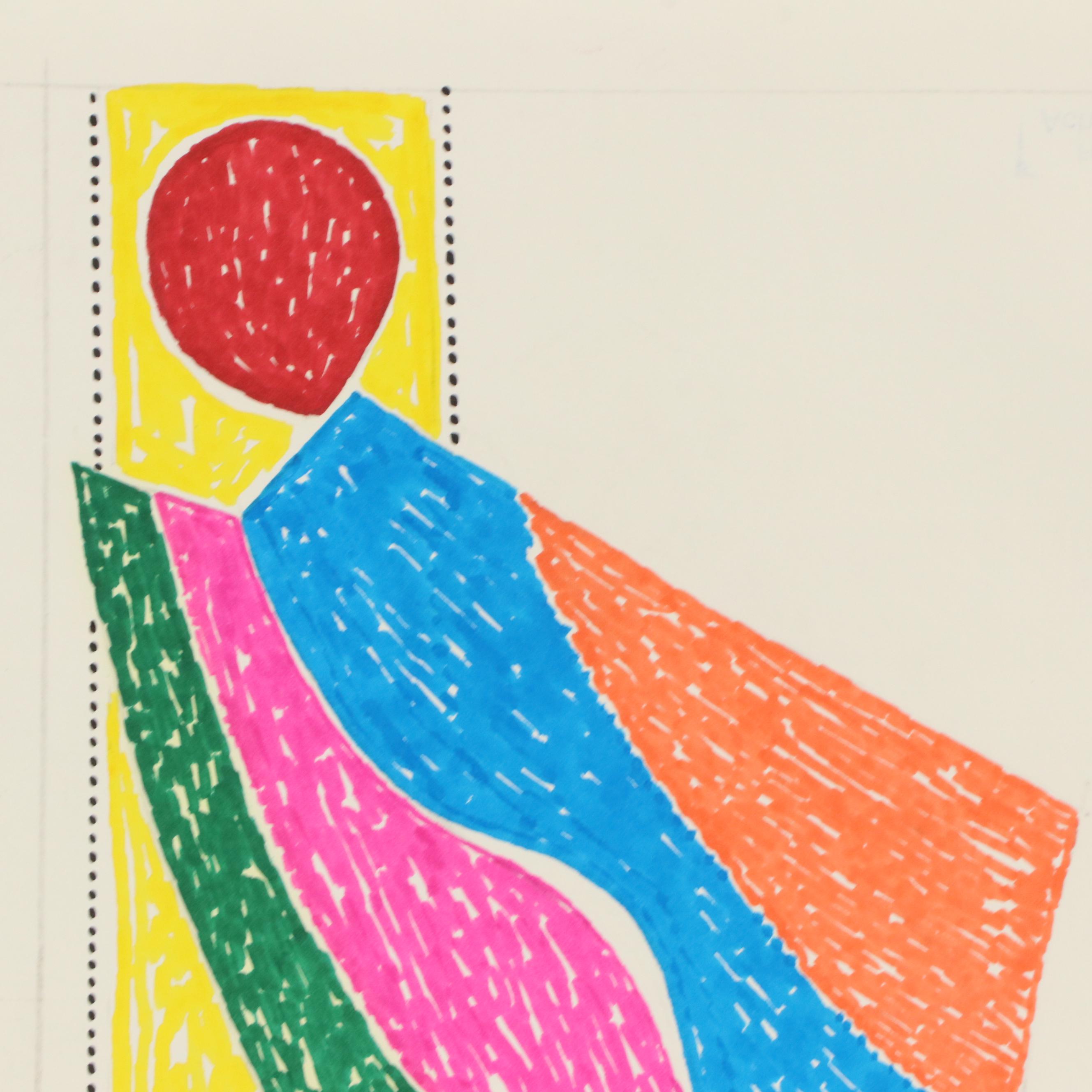 Achillo “Achi” Sullo Modern Abstract Ink Drawing, Mid–Late 20th Century