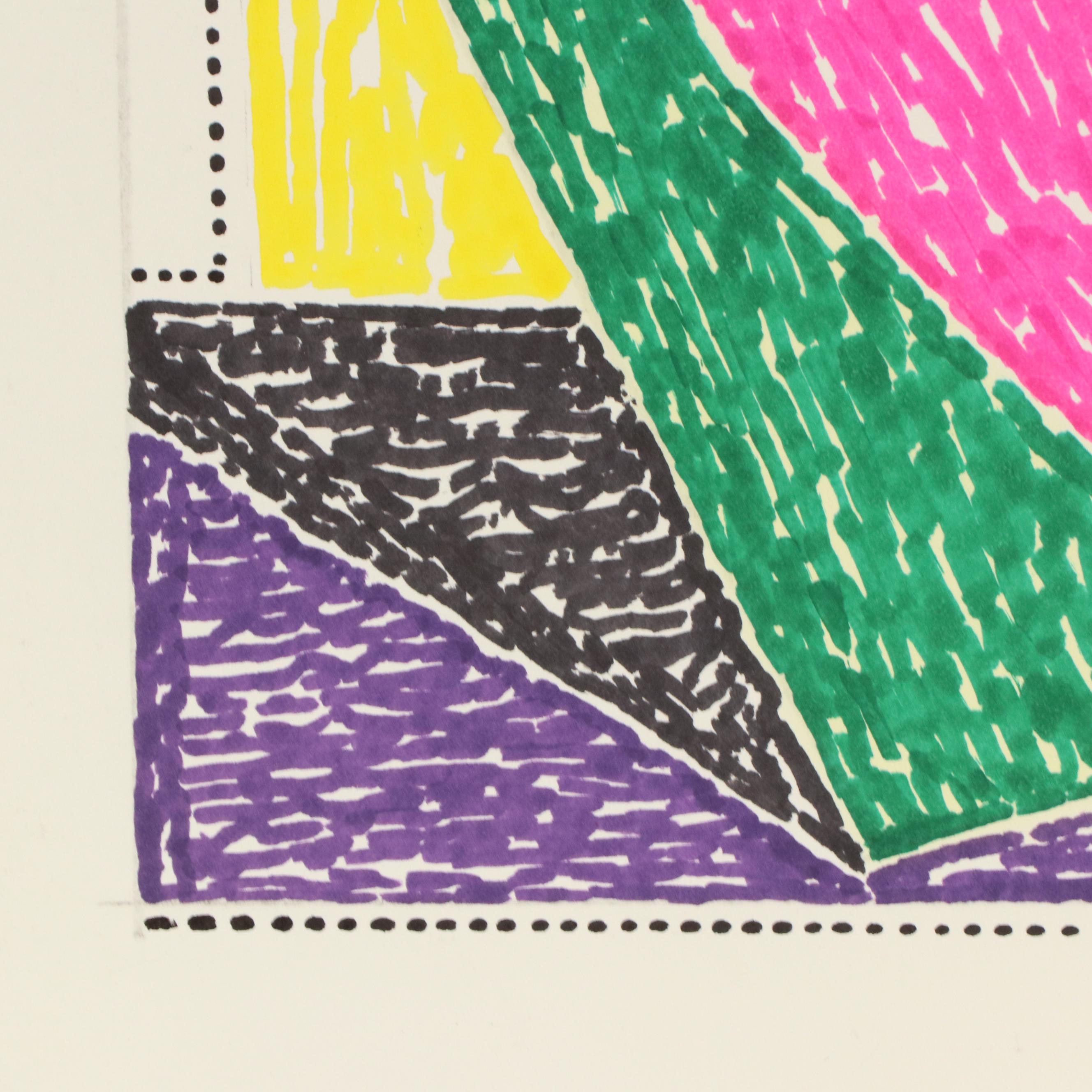 Achillo “Achi” Sullo Modern Abstract Ink Drawing, Mid–Late 20th Century