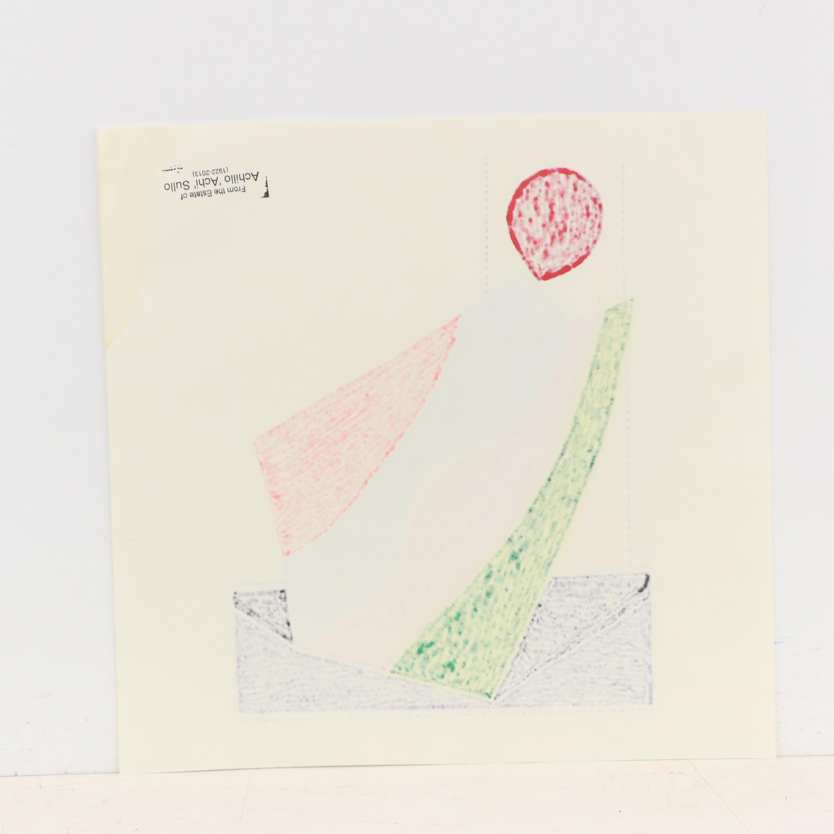 Achillo “Achi” Sullo Modern Abstract Ink Drawing, Mid–Late 20th Century