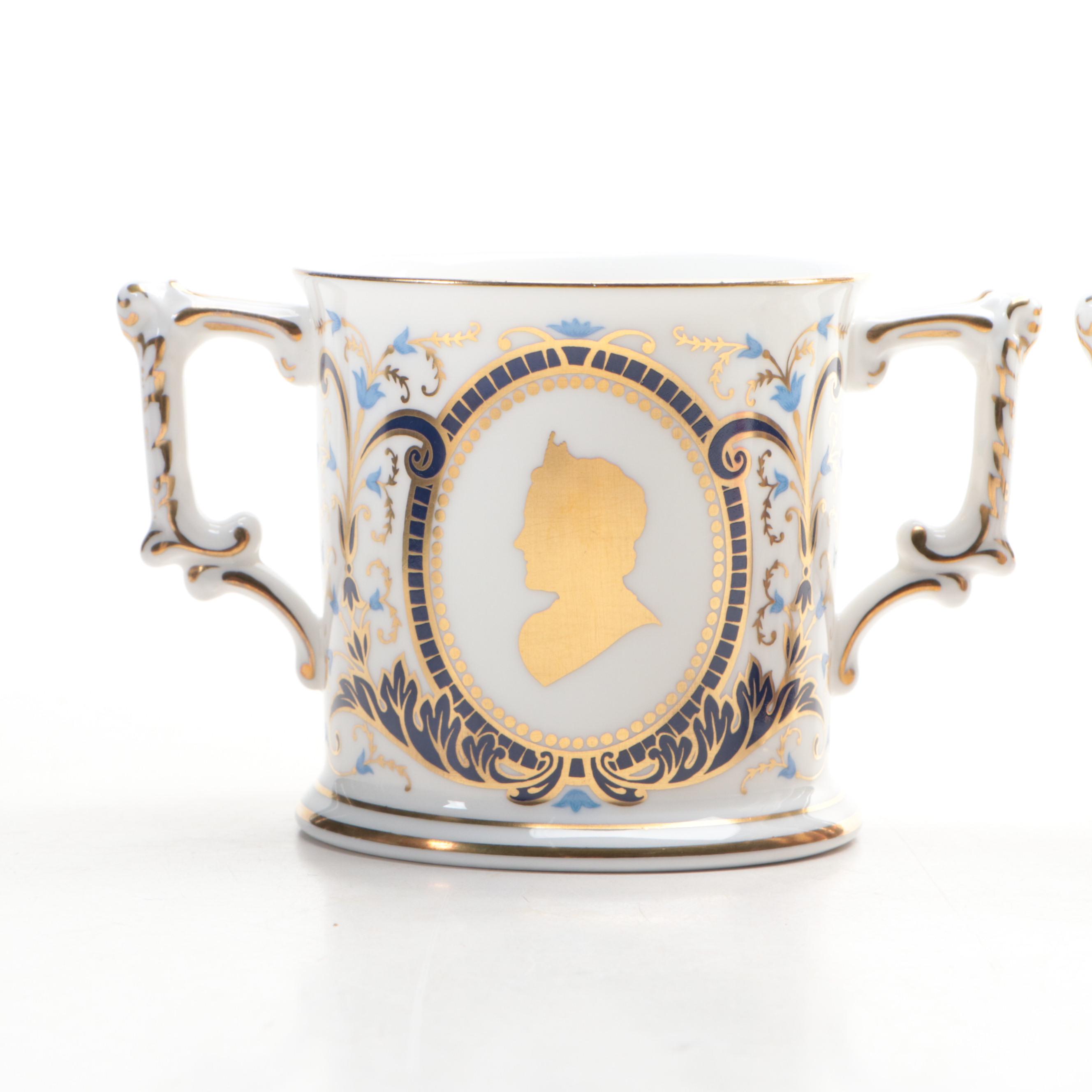 Royal Crown Derby Limited Edition Royal Commemorative Porcelain Loving Cups