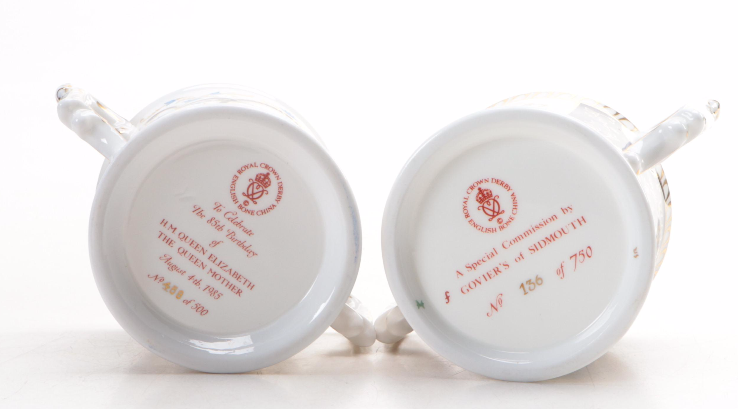 Royal Crown Derby Limited Edition Royal Commemorative Porcelain Loving Cups