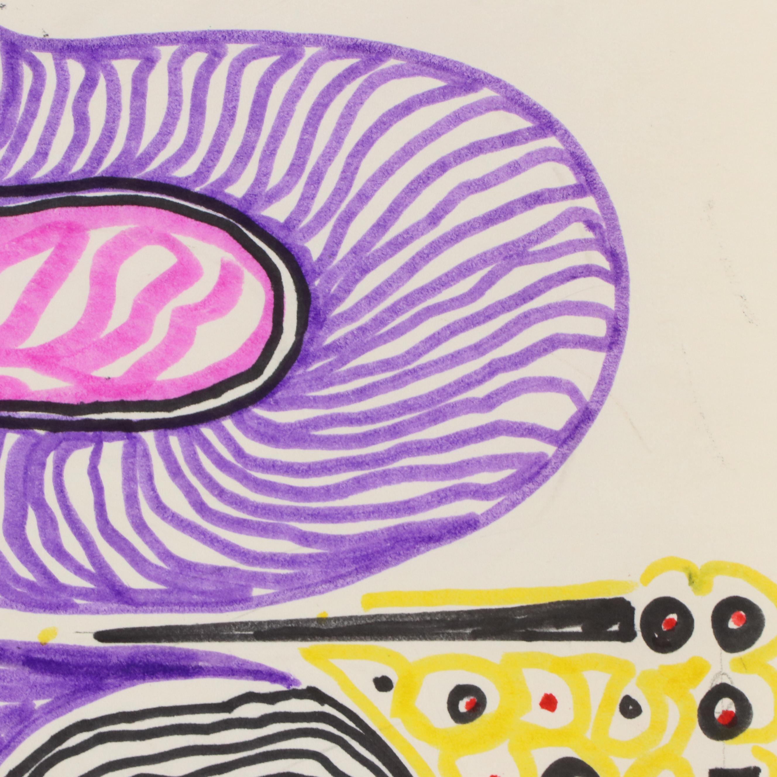 Achillo “Achi” Sullo Biomorphic Ink Drawing, Mid–Late 20th Century