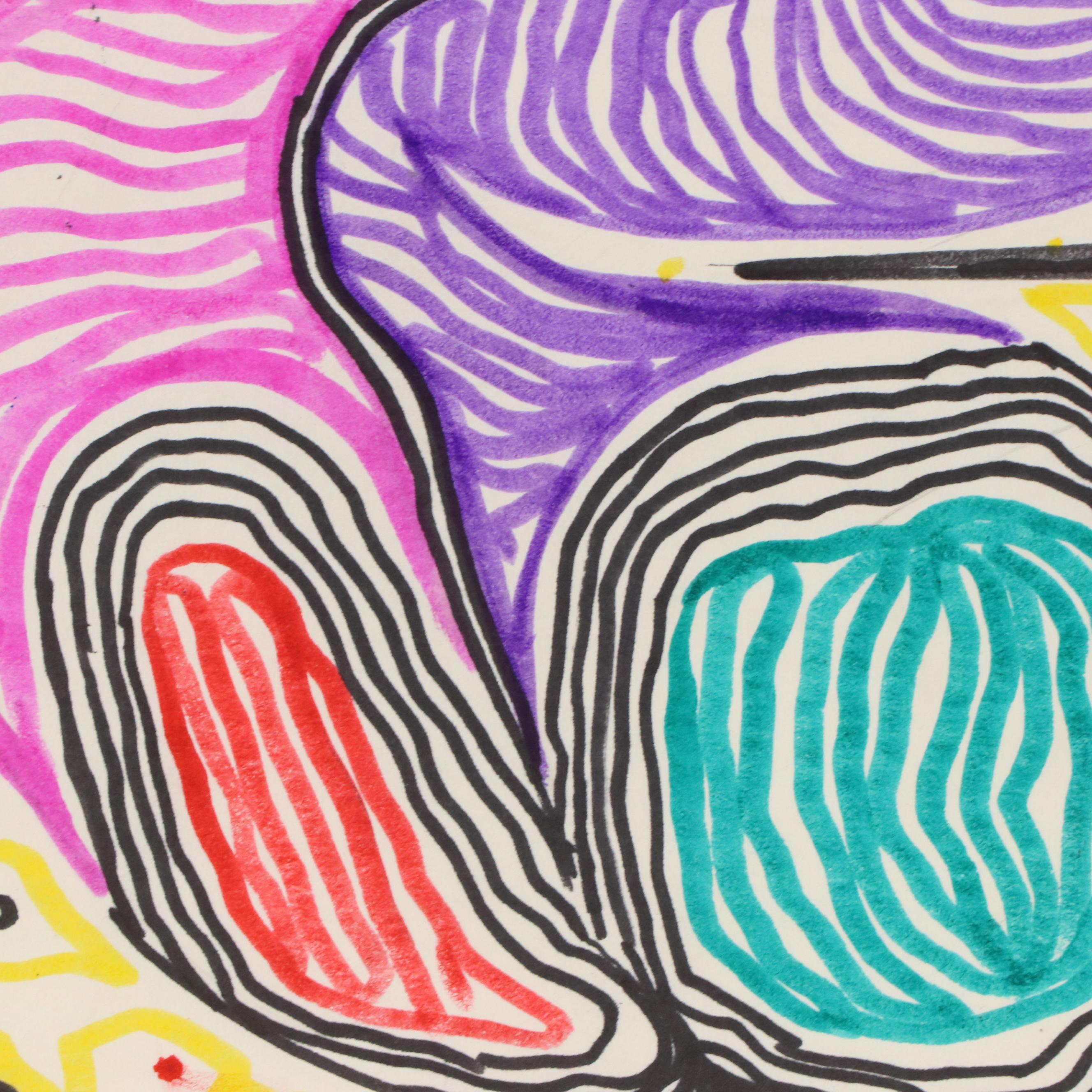 Achillo “Achi” Sullo Biomorphic Ink Drawing, Mid–Late 20th Century