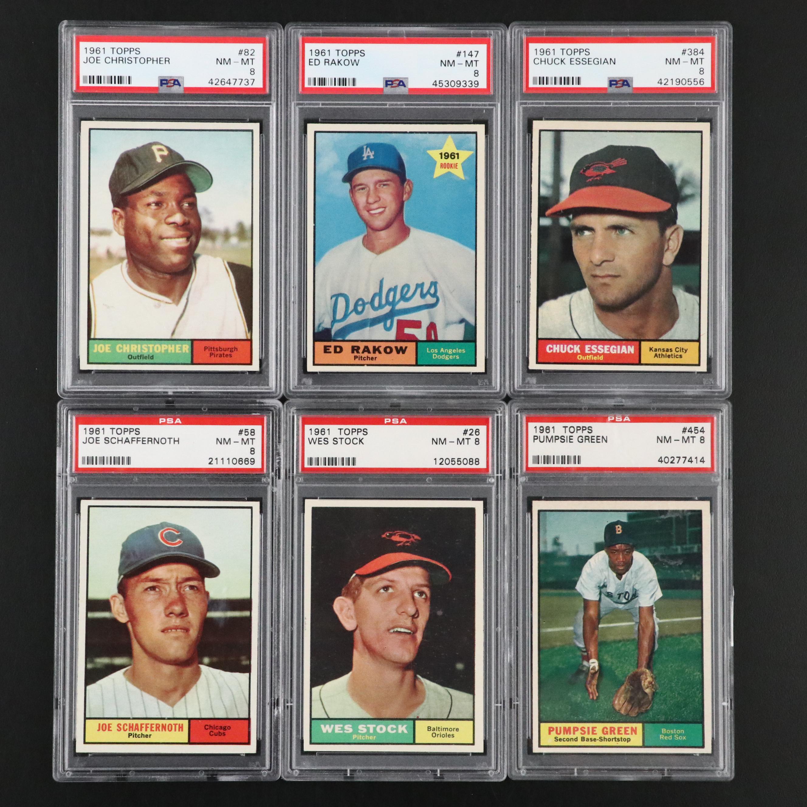 1961 Topps PSA Graded Baseball Cards Featuring Ed Rakow Rookie and More