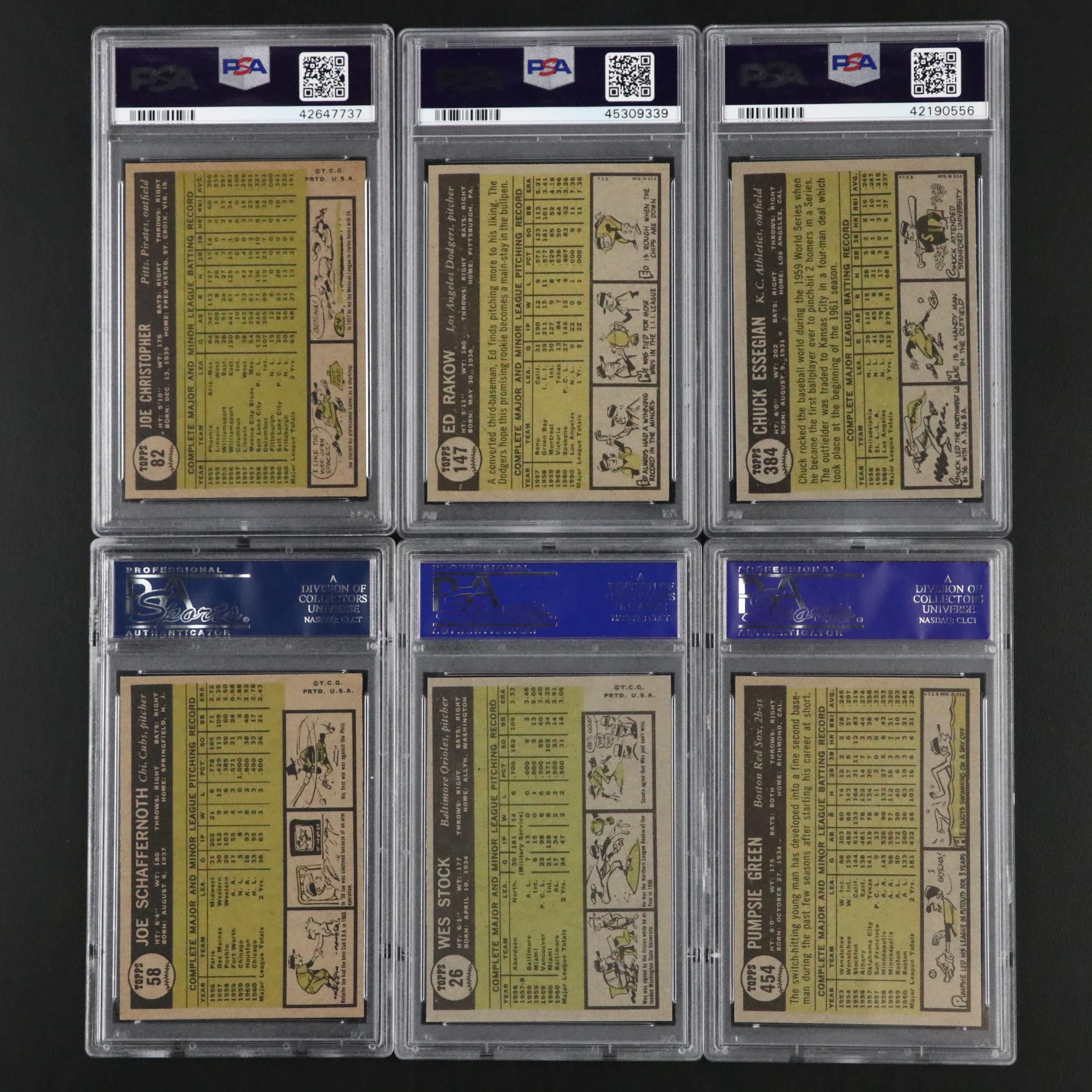 1961 Topps PSA Graded Baseball Cards Featuring Ed Rakow Rookie and More