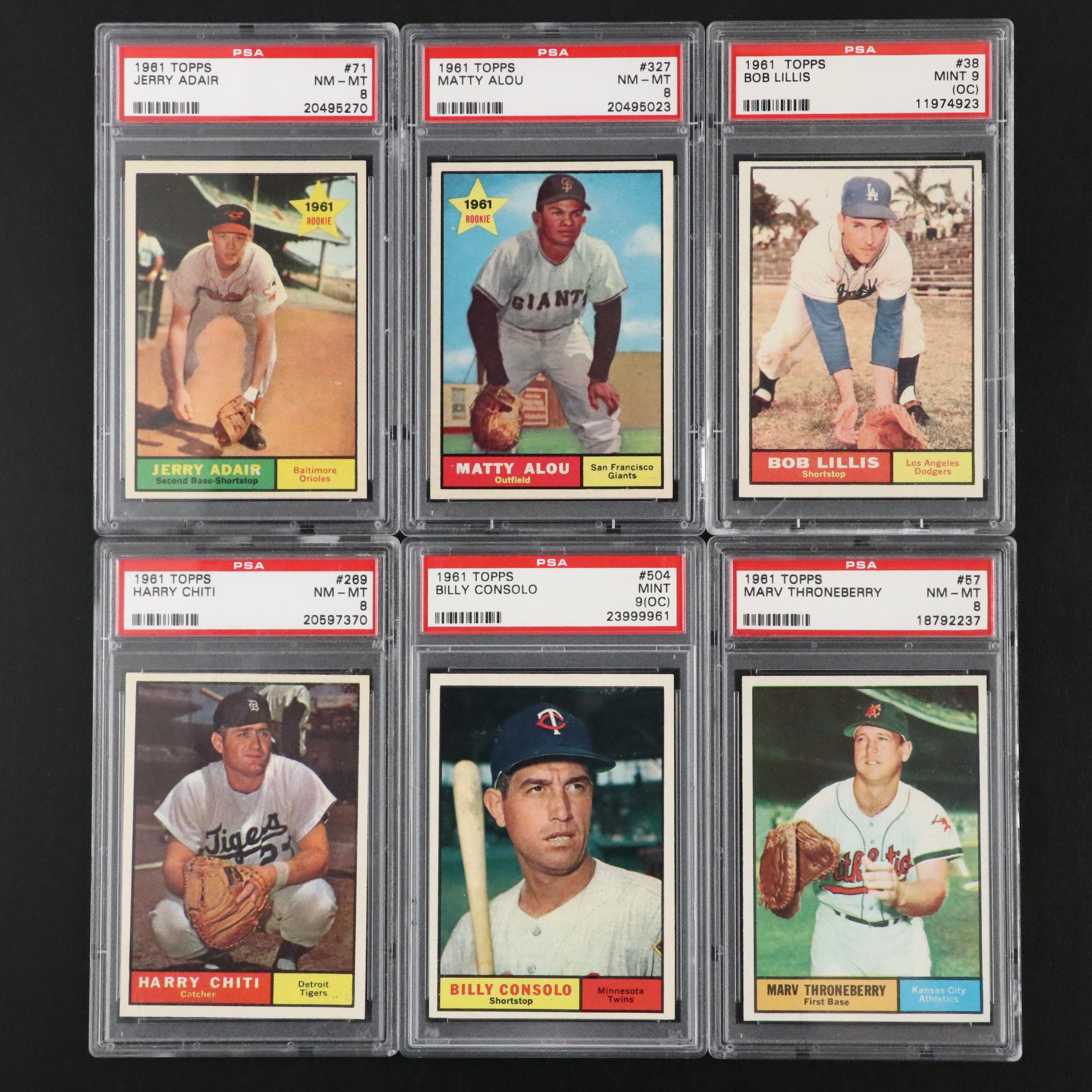 1961 Topps PSA Graded Baseball Cards Featuring Matty Alou Rookie and More