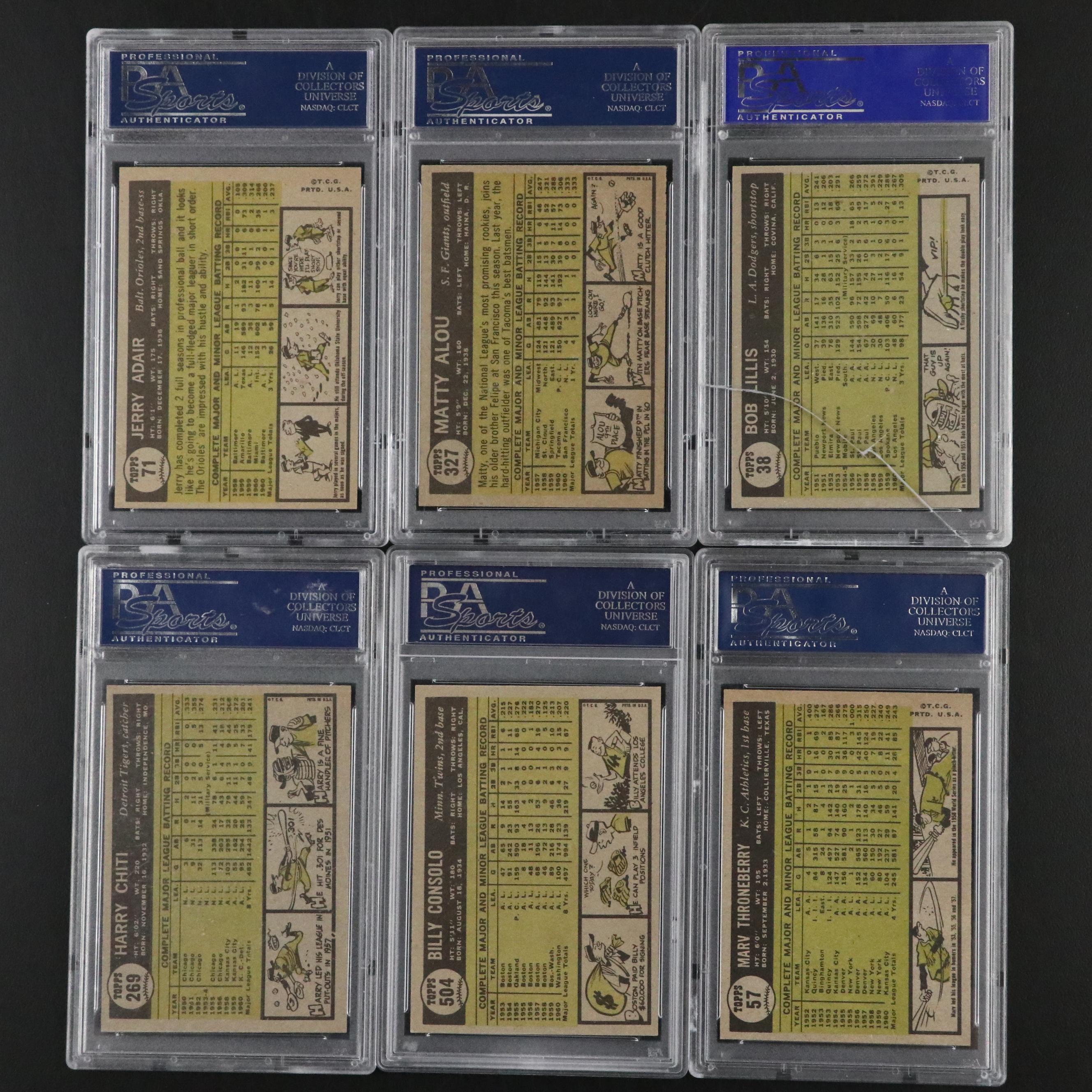 1961 Topps PSA Graded Baseball Cards Featuring Matty Alou Rookie and More