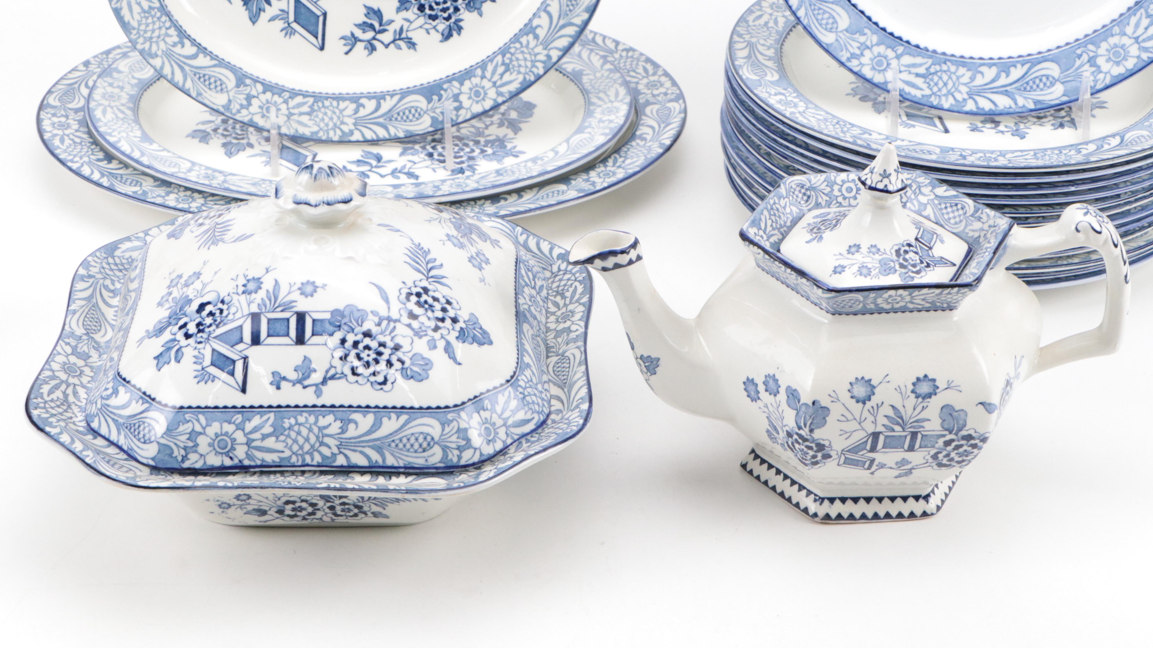 Wood & Sons "Wincanton Blue" Ironstone Dinnerware and Serveware