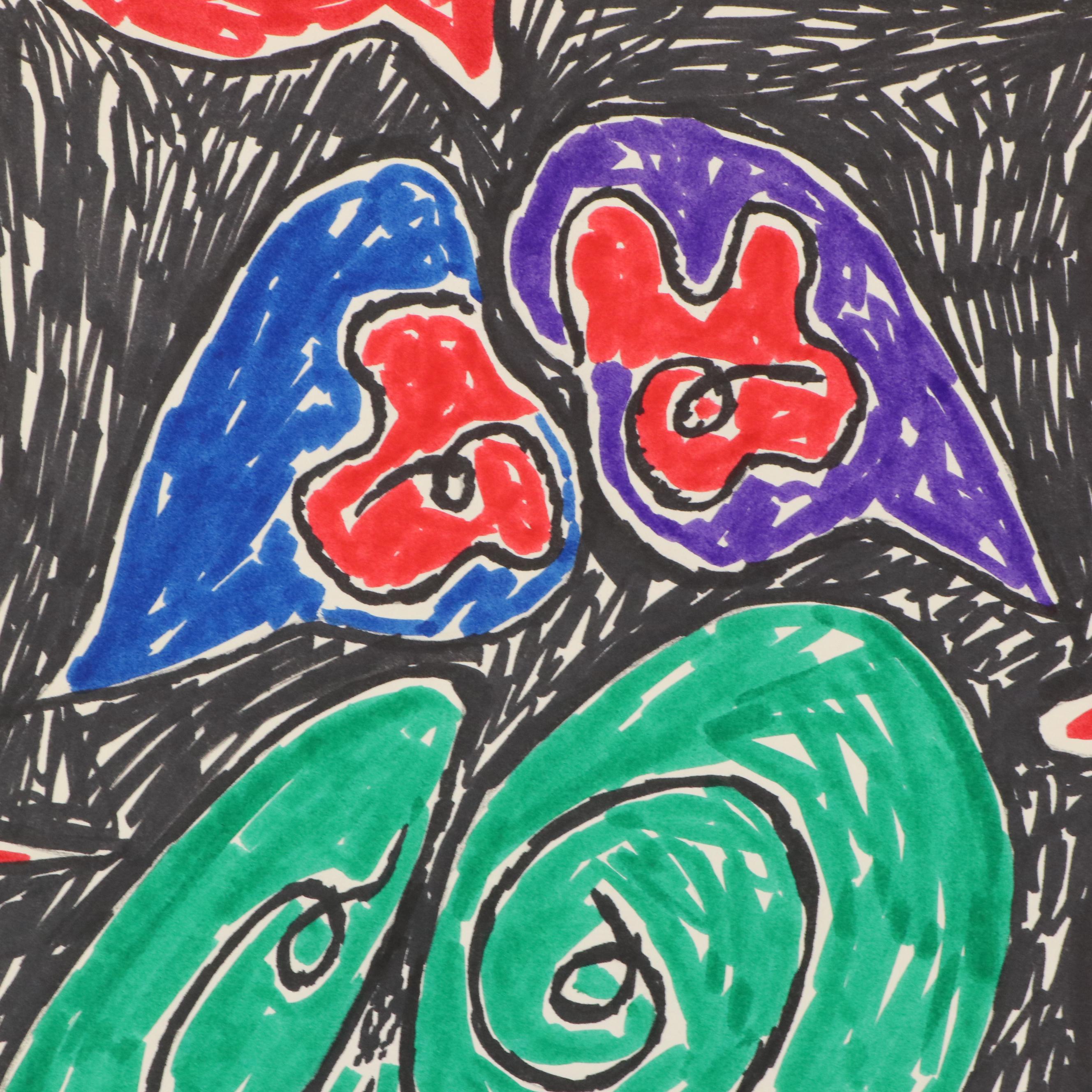 Achillo “Achi” Sullo Abstract Ink Drawing, Mid–Late 20th Century