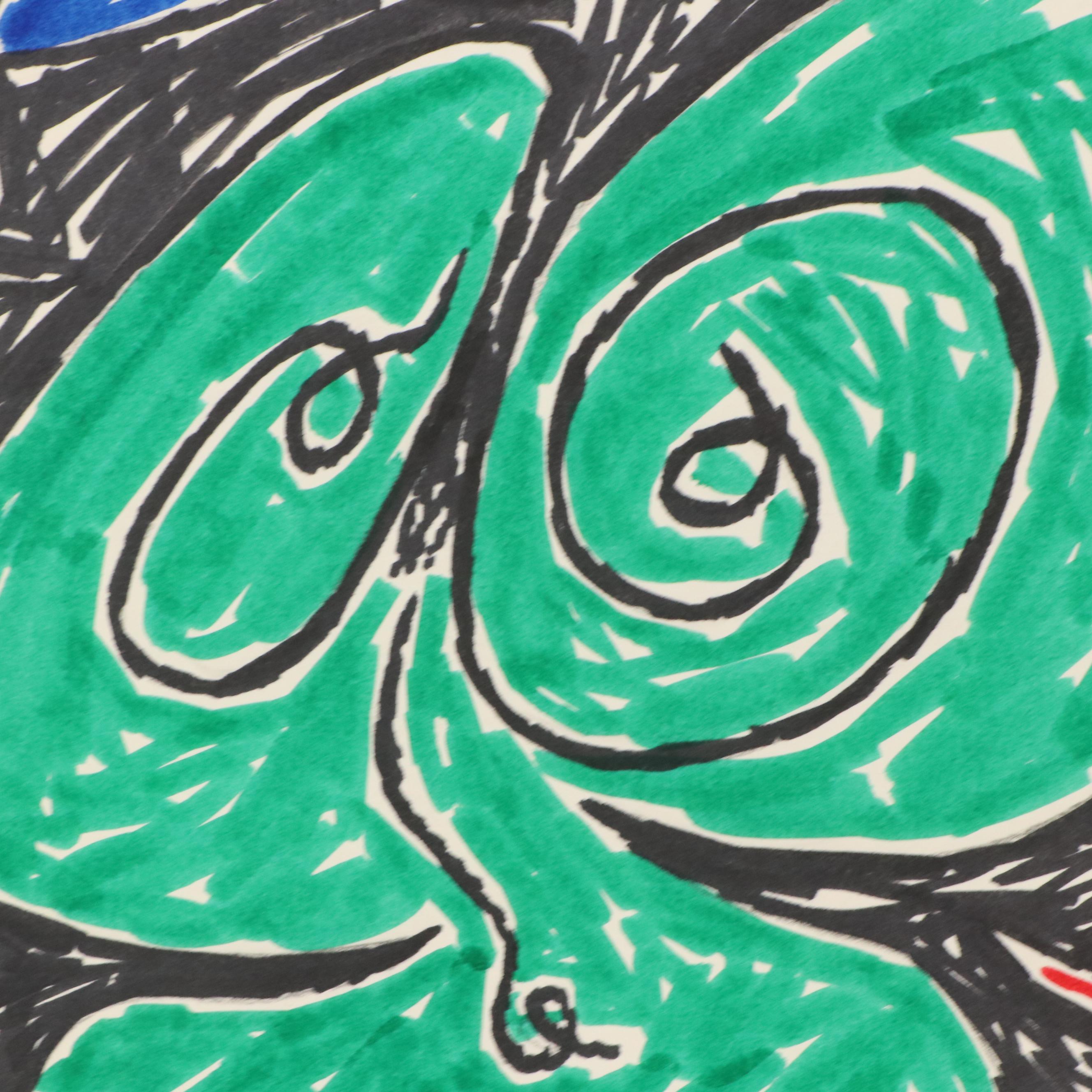 Achillo “Achi” Sullo Abstract Ink Drawing, Mid–Late 20th Century