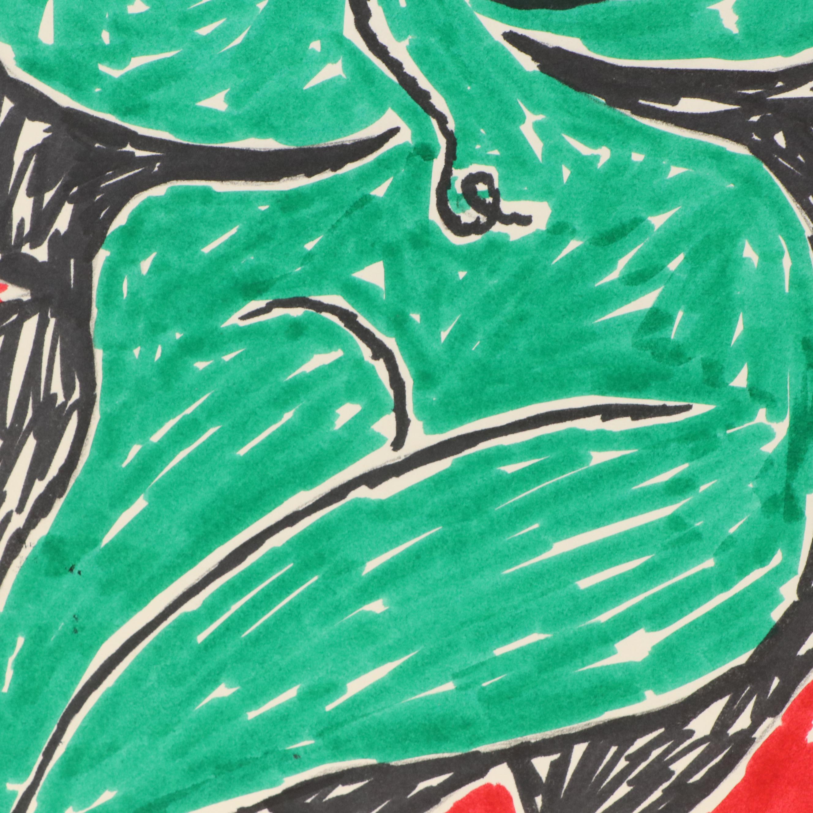 Achillo “Achi” Sullo Abstract Ink Drawing, Mid–Late 20th Century