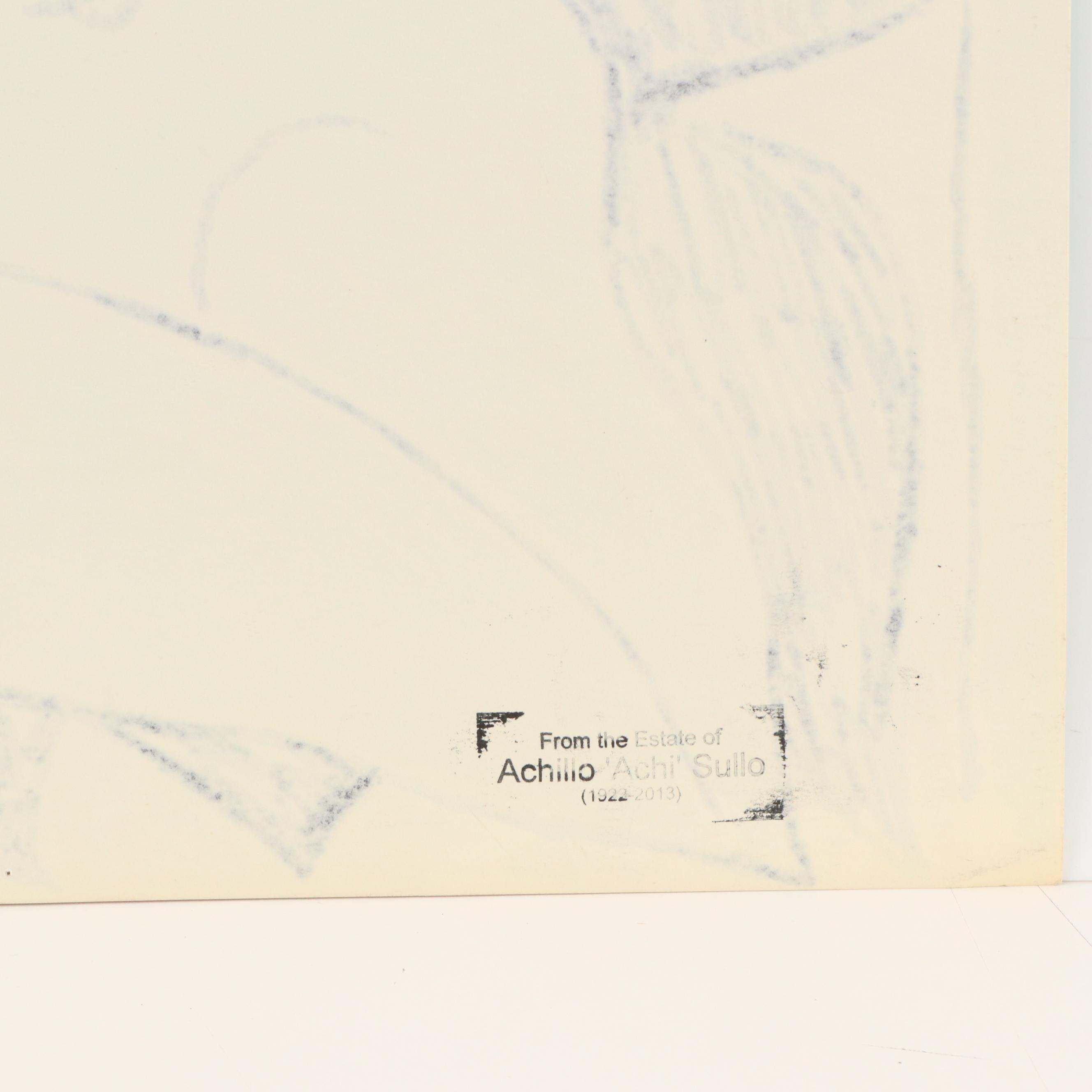 Achillo “Achi” Sullo Abstract Ink Drawing, Mid–Late 20th Century