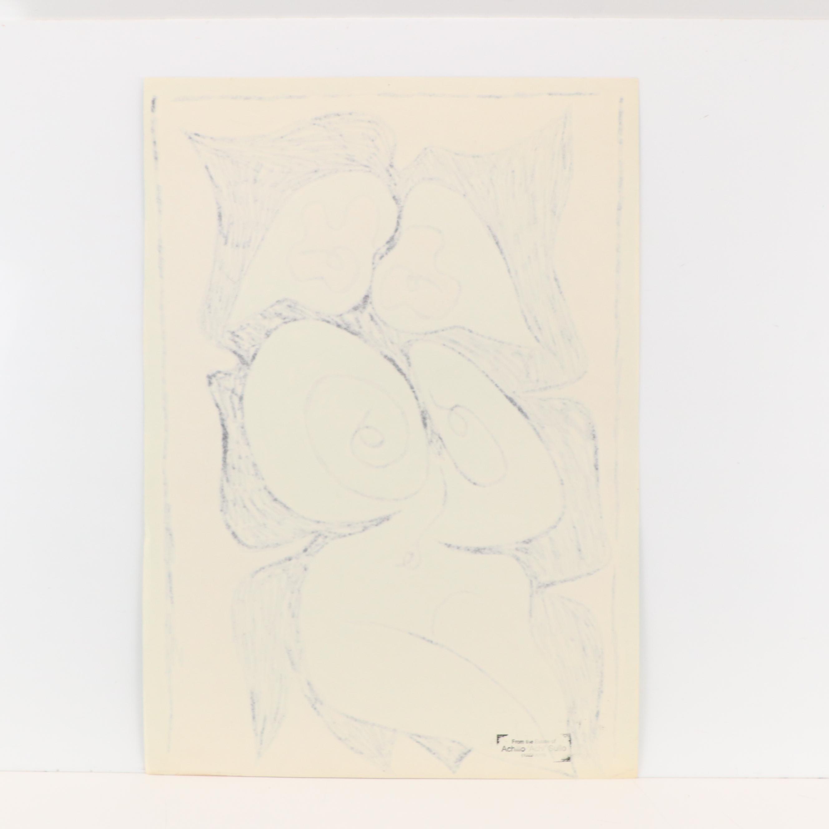 Achillo “Achi” Sullo Abstract Ink Drawing, Mid–Late 20th Century