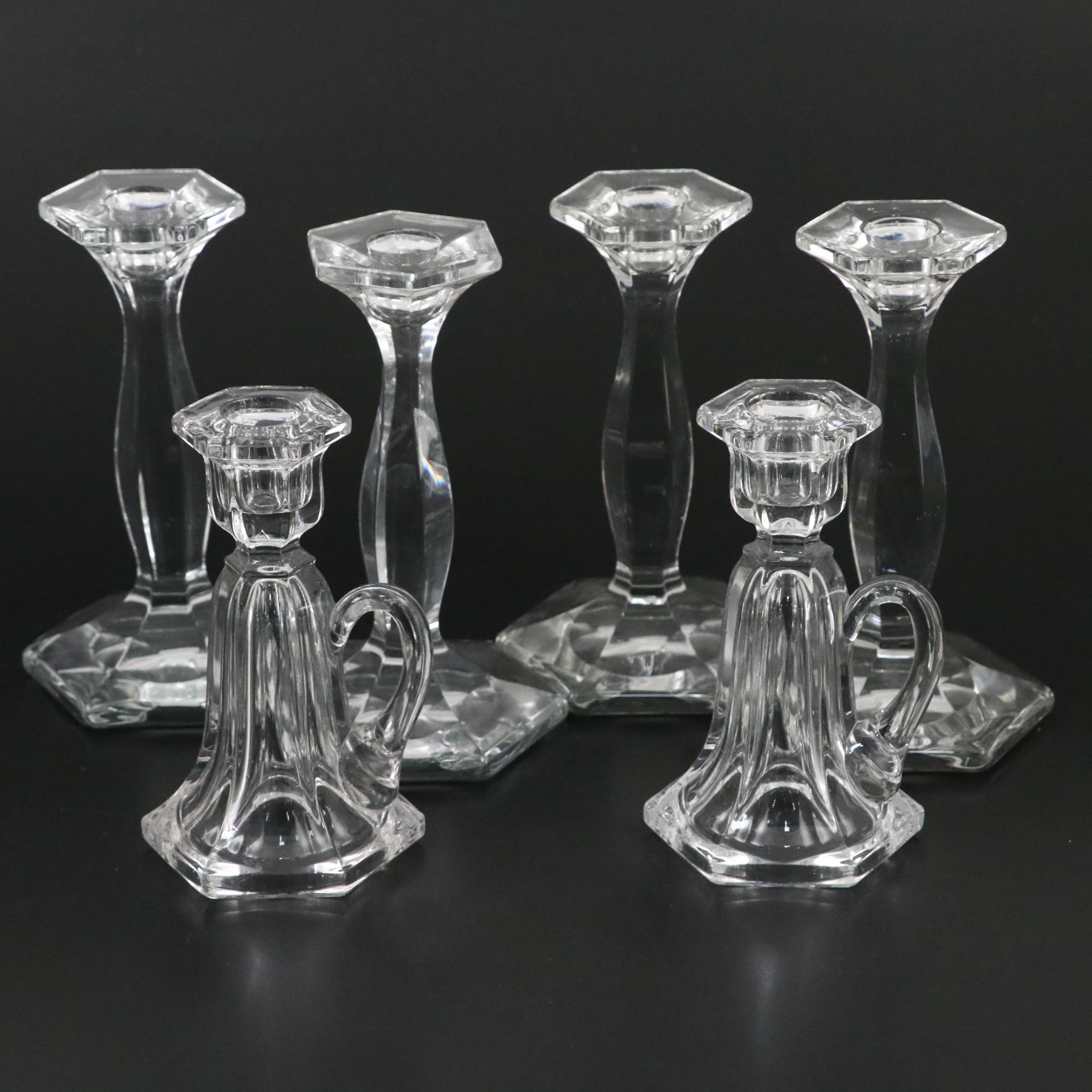 Heisey "Patrician" and Other Glass Candlesticks