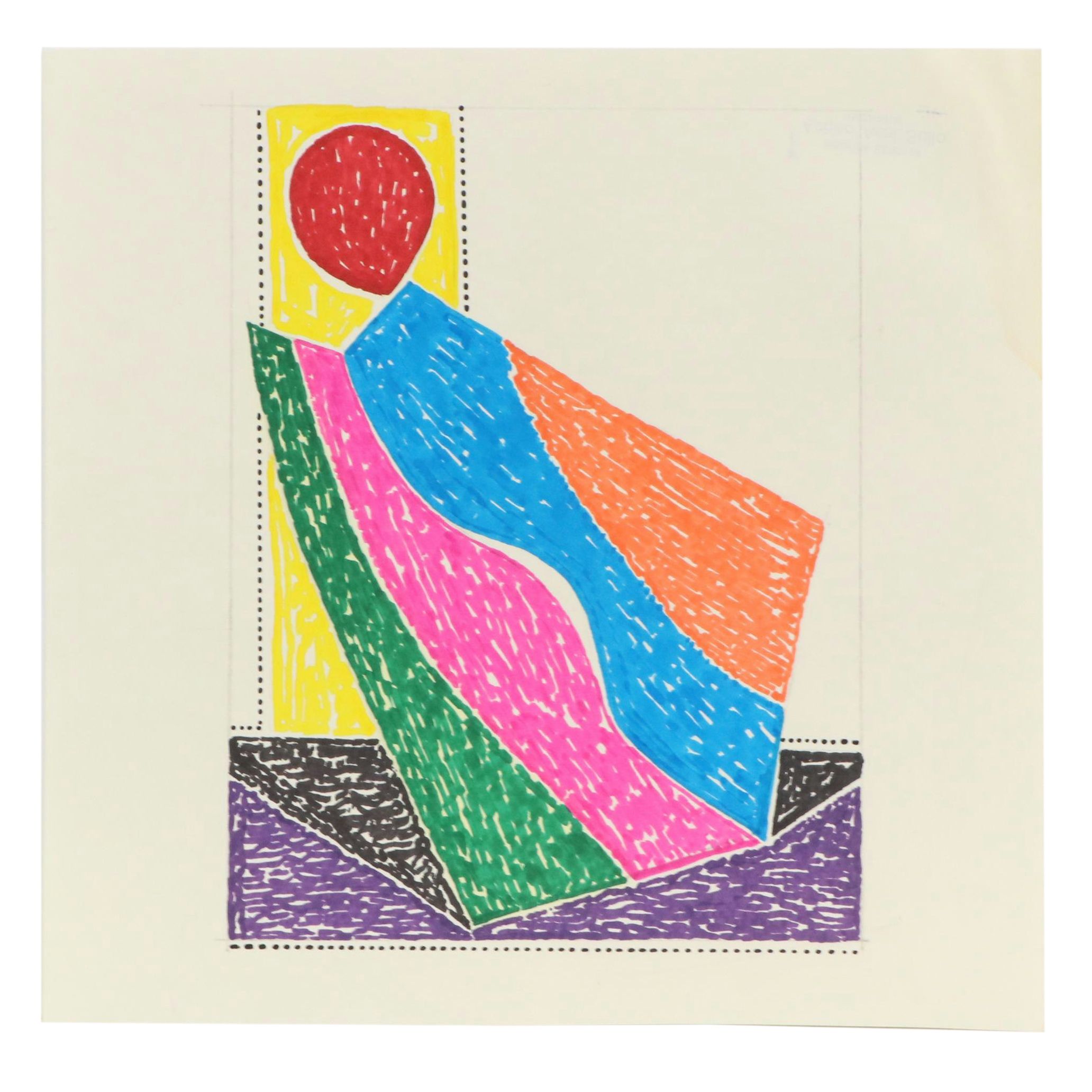 Achillo “Achi” Sullo Modern Abstract Ink Drawing, Mid–Late 20th Century