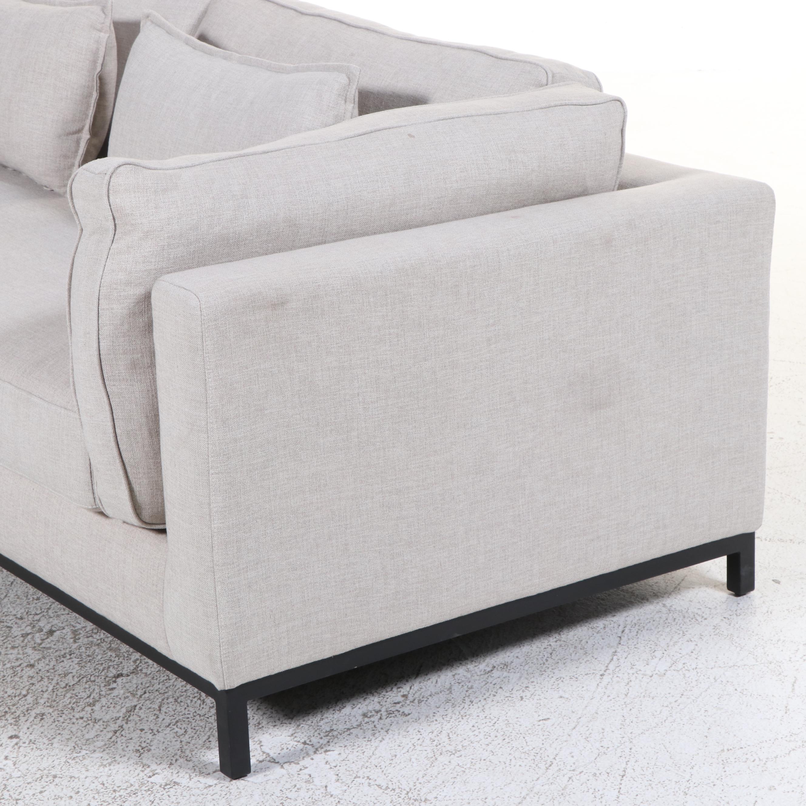Modernist Style Grey Fabric Upholstered Sofa