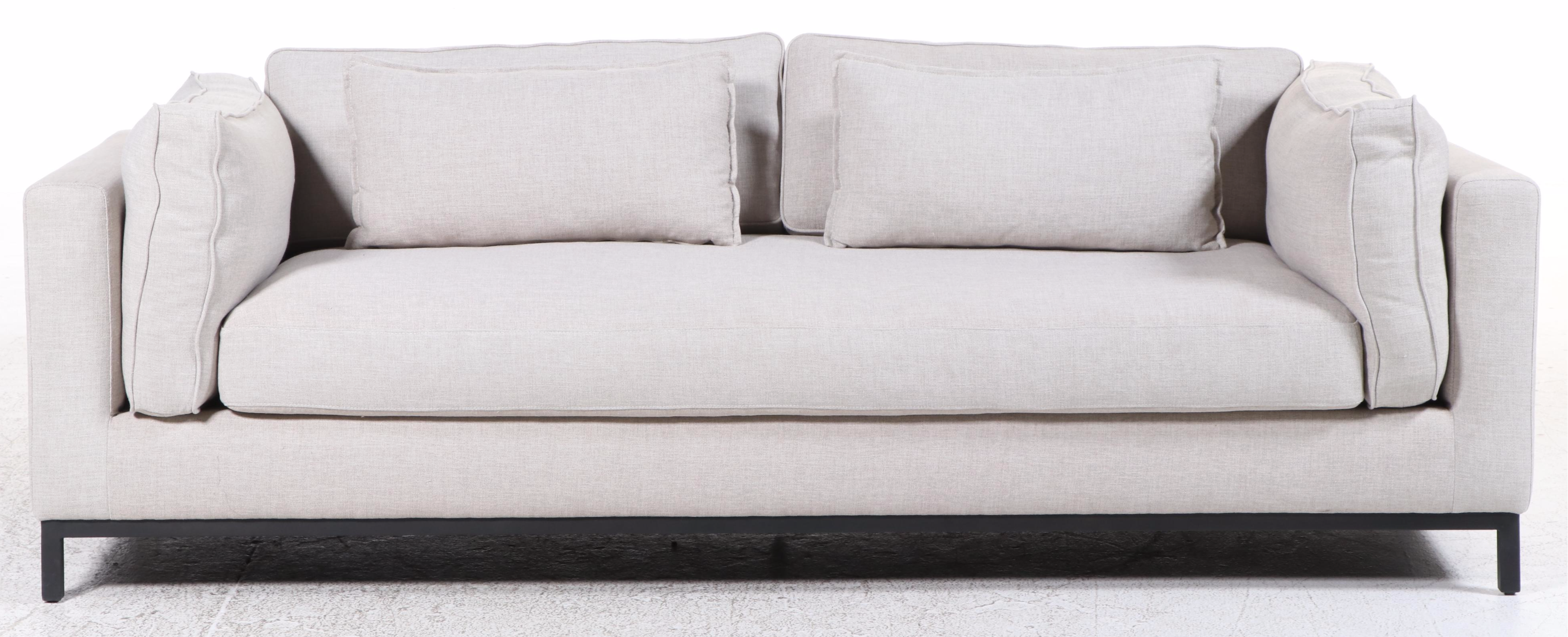 Modernist Style Grey Fabric Upholstered Sofa