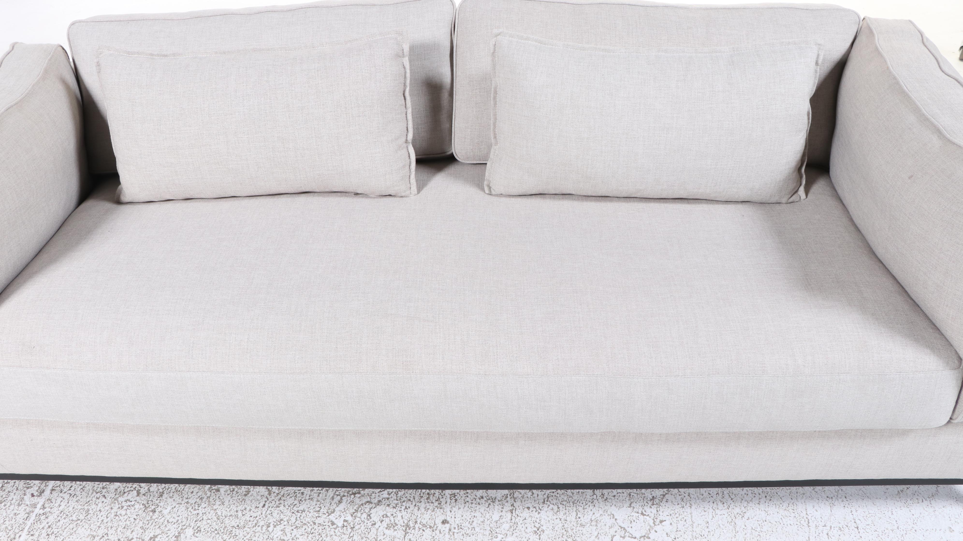 Modernist Style Grey Fabric Upholstered Sofa