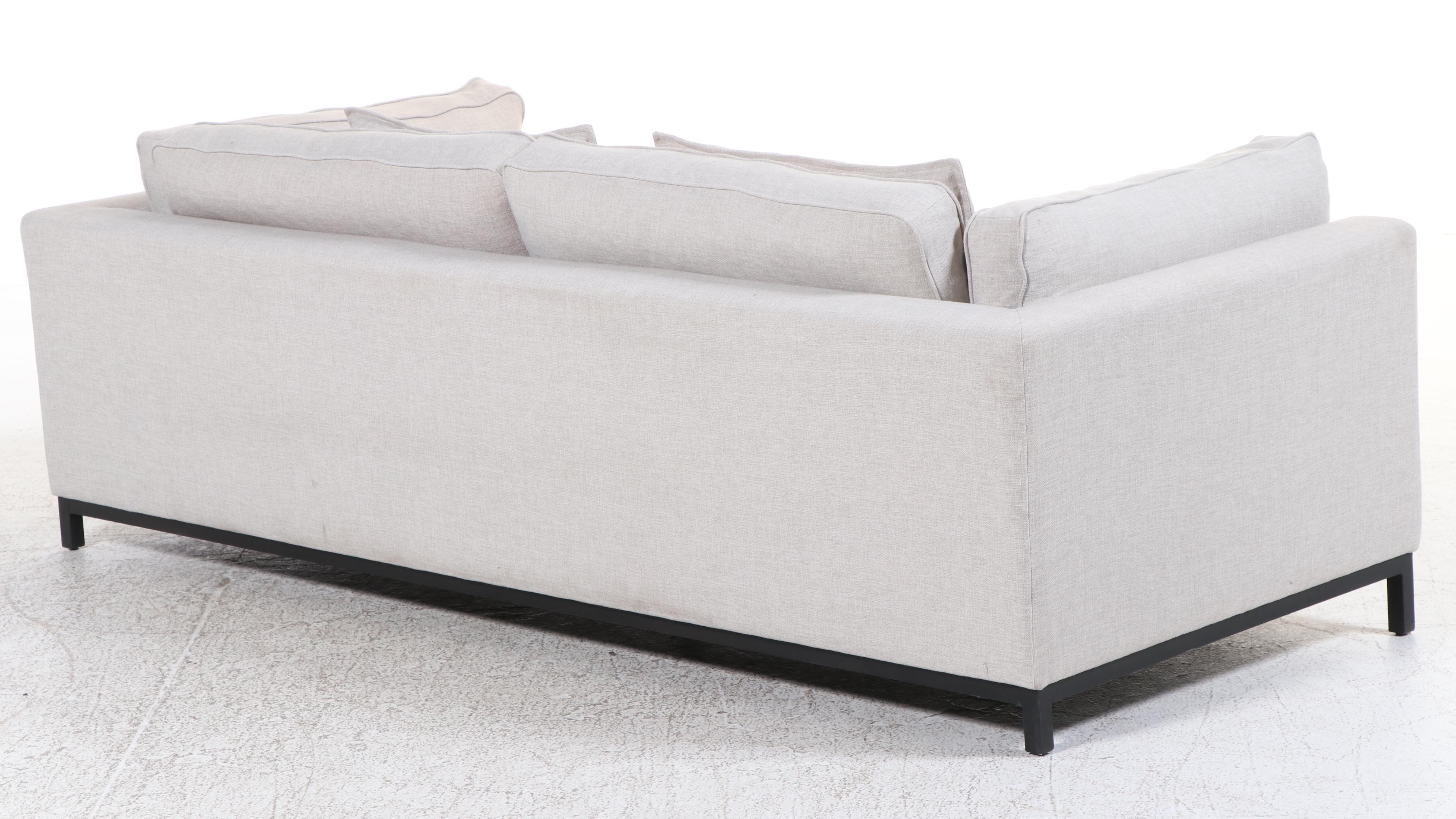 Modernist Style Grey Fabric Upholstered Sofa