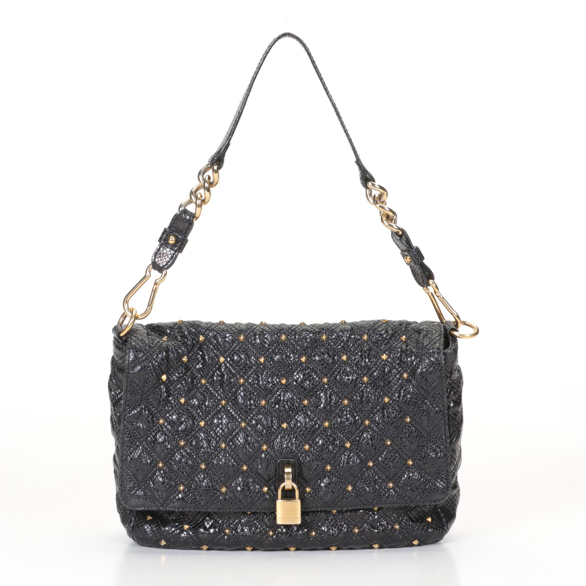 Marc Jacobs Stardust Beat Shoulder Bag In Quilted Black Leather