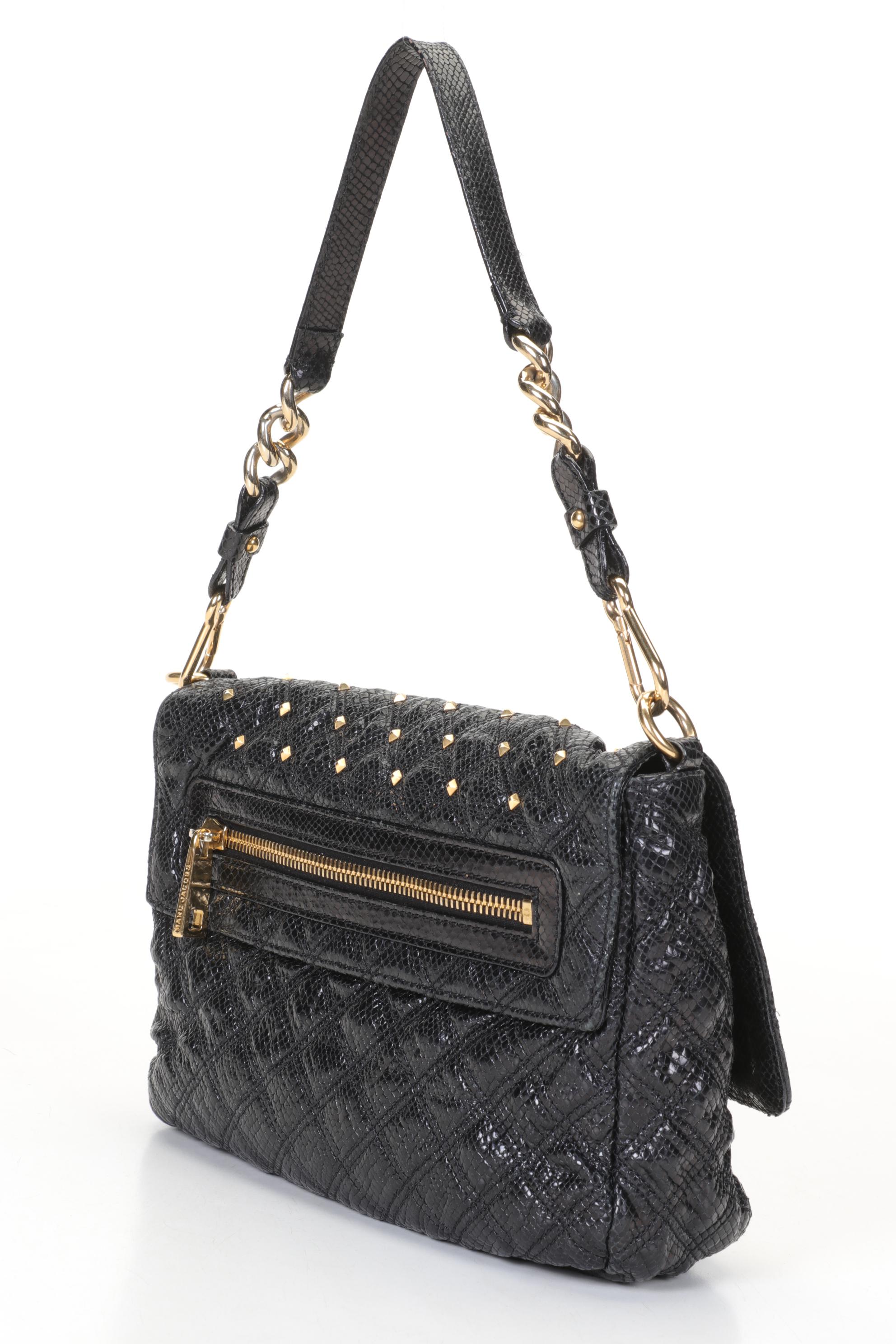 Marc Jacobs Stardust Beat Shoulder Bag In Quilted Black Leather