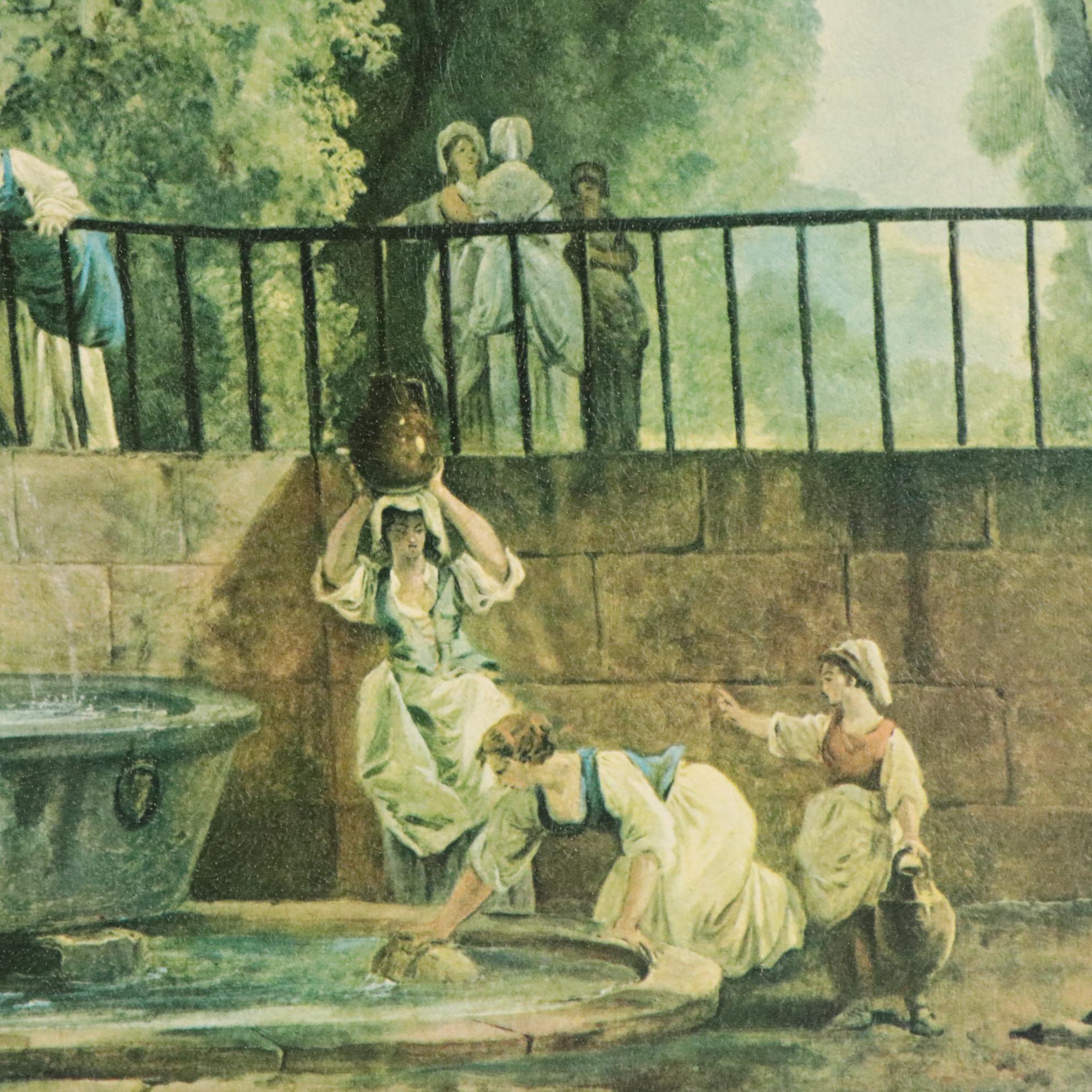 Embellished Giclée After Hubert Robert "Roman Garden"