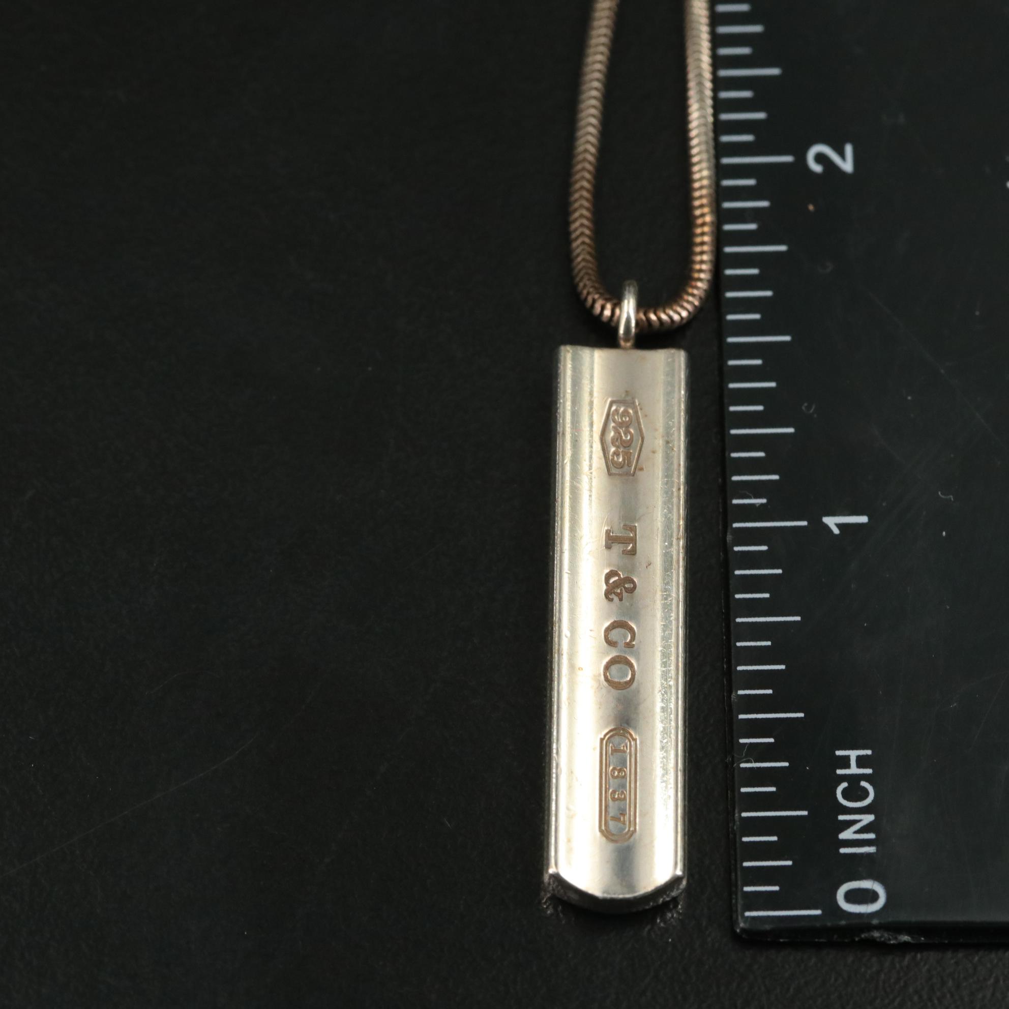 Tiffany & Co. Sterling T & Co. 1837 Bar Pendant Necklace