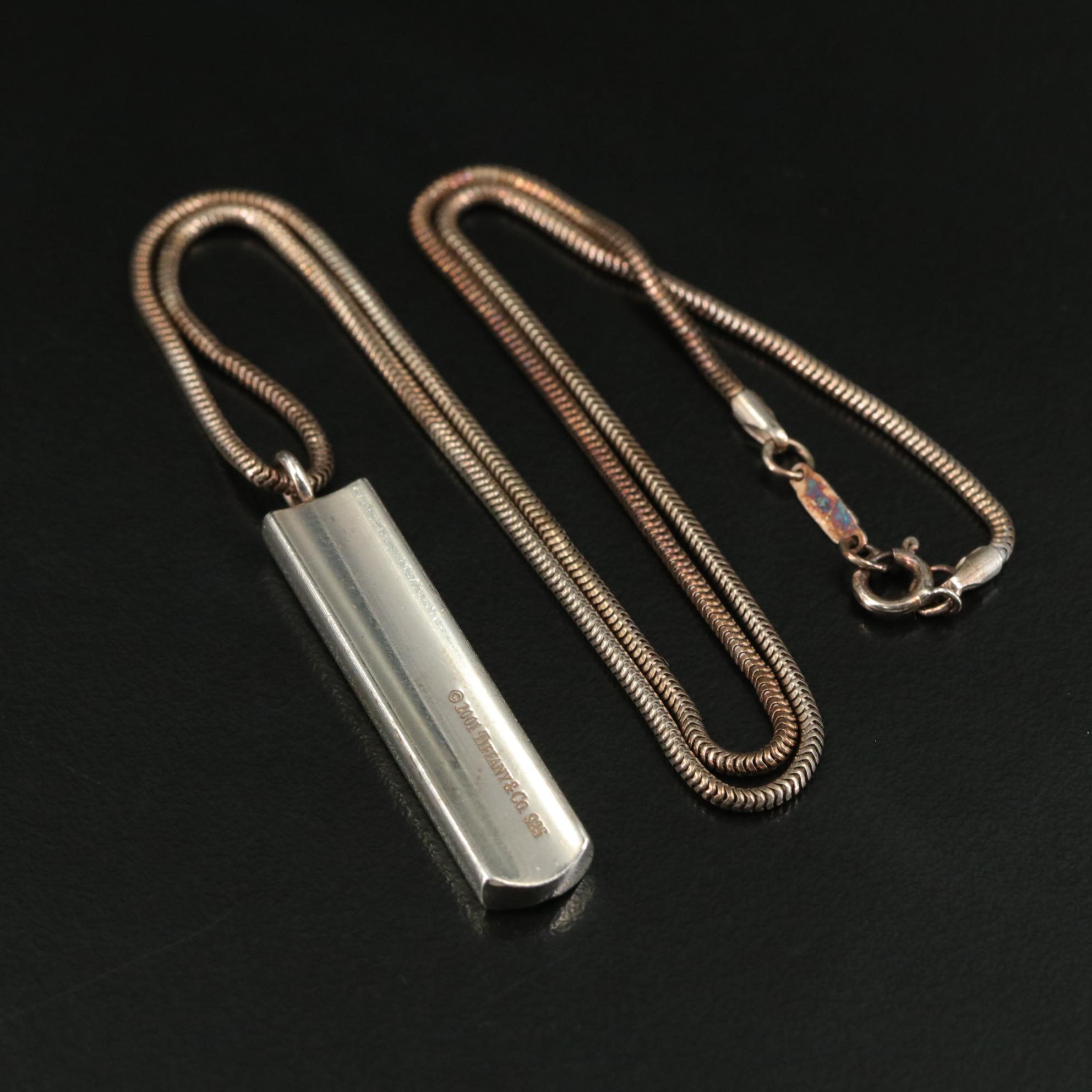 Tiffany & Co. Sterling T & Co. 1837 Bar Pendant Necklace