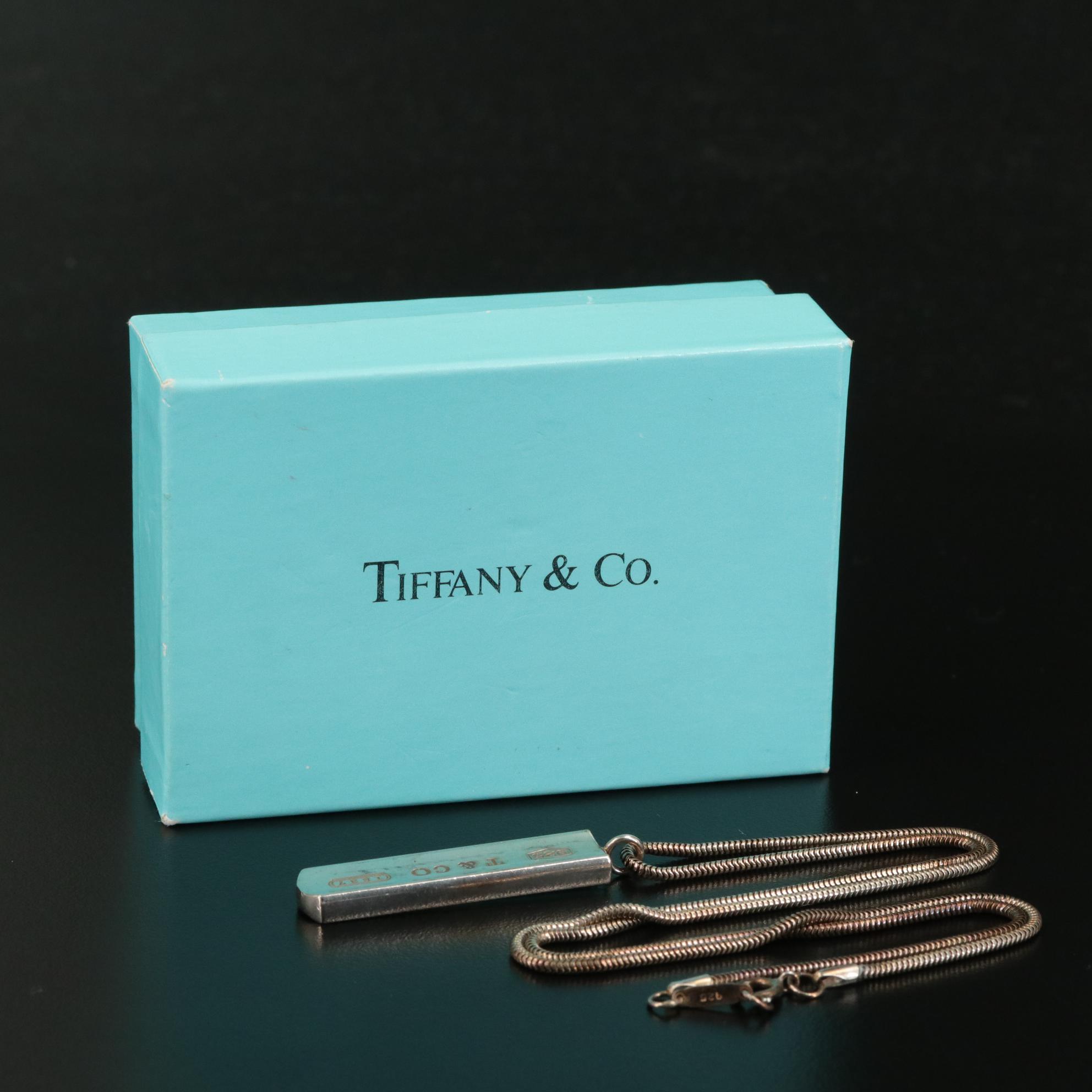 Tiffany & Co. Sterling T & Co. 1837 Bar Pendant Necklace