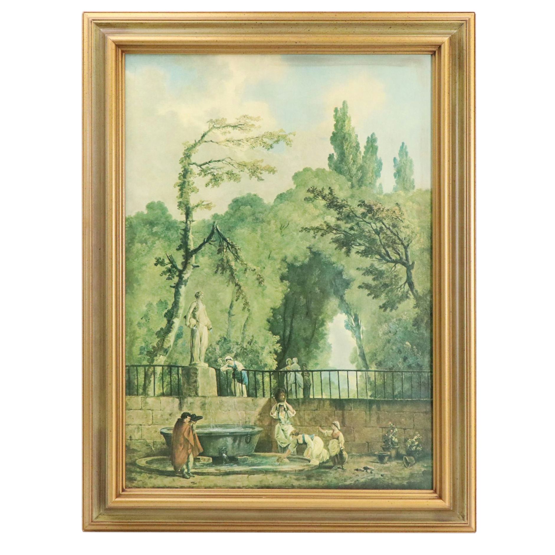 Embellished Giclée After Hubert Robert "Roman Garden"
