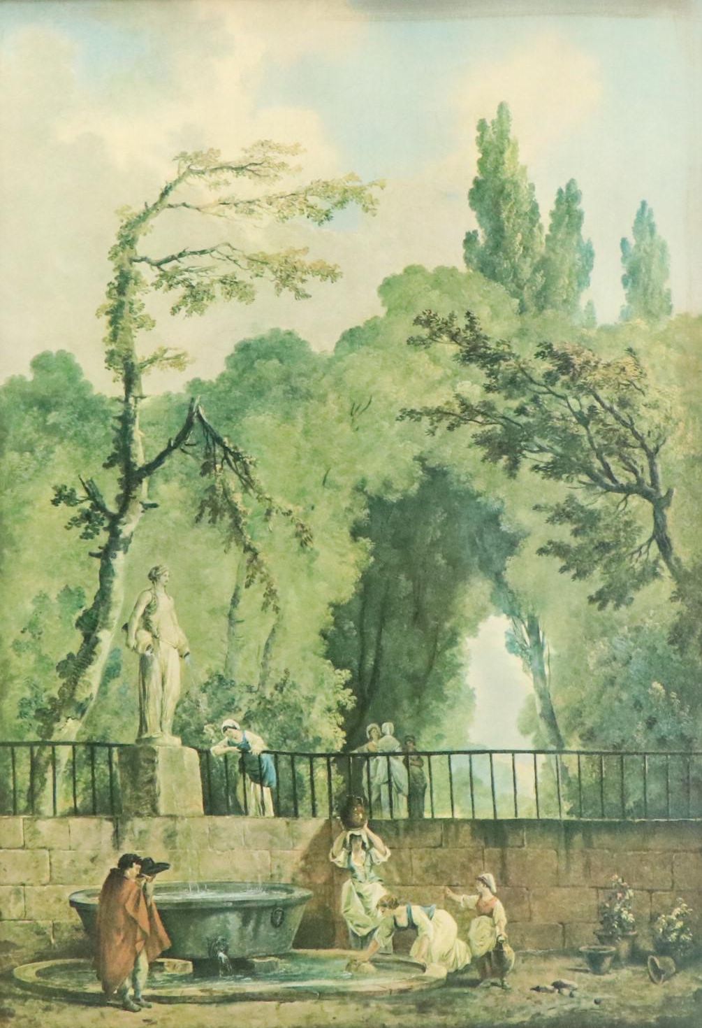 Embellished Giclée After Hubert Robert "Roman Garden"