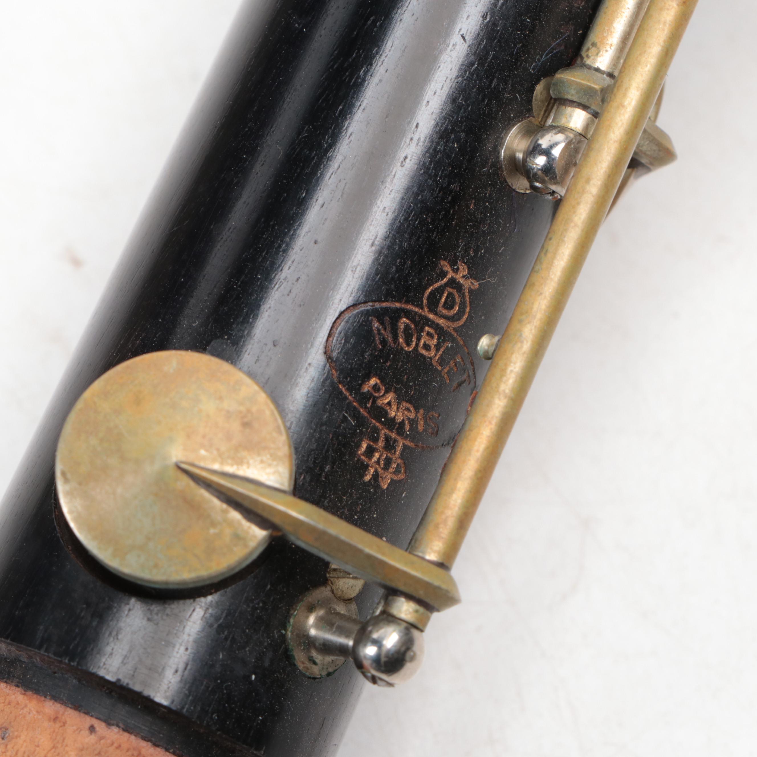 Noblet Paris Ebonized Wood Clarinet with Case, Mid to Late 20th Century