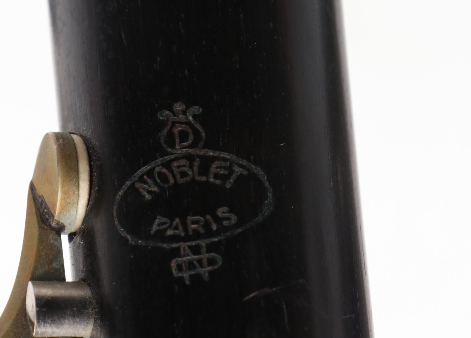 Noblet Paris Ebonized Wood Clarinet with Case, Mid to Late 20th Century