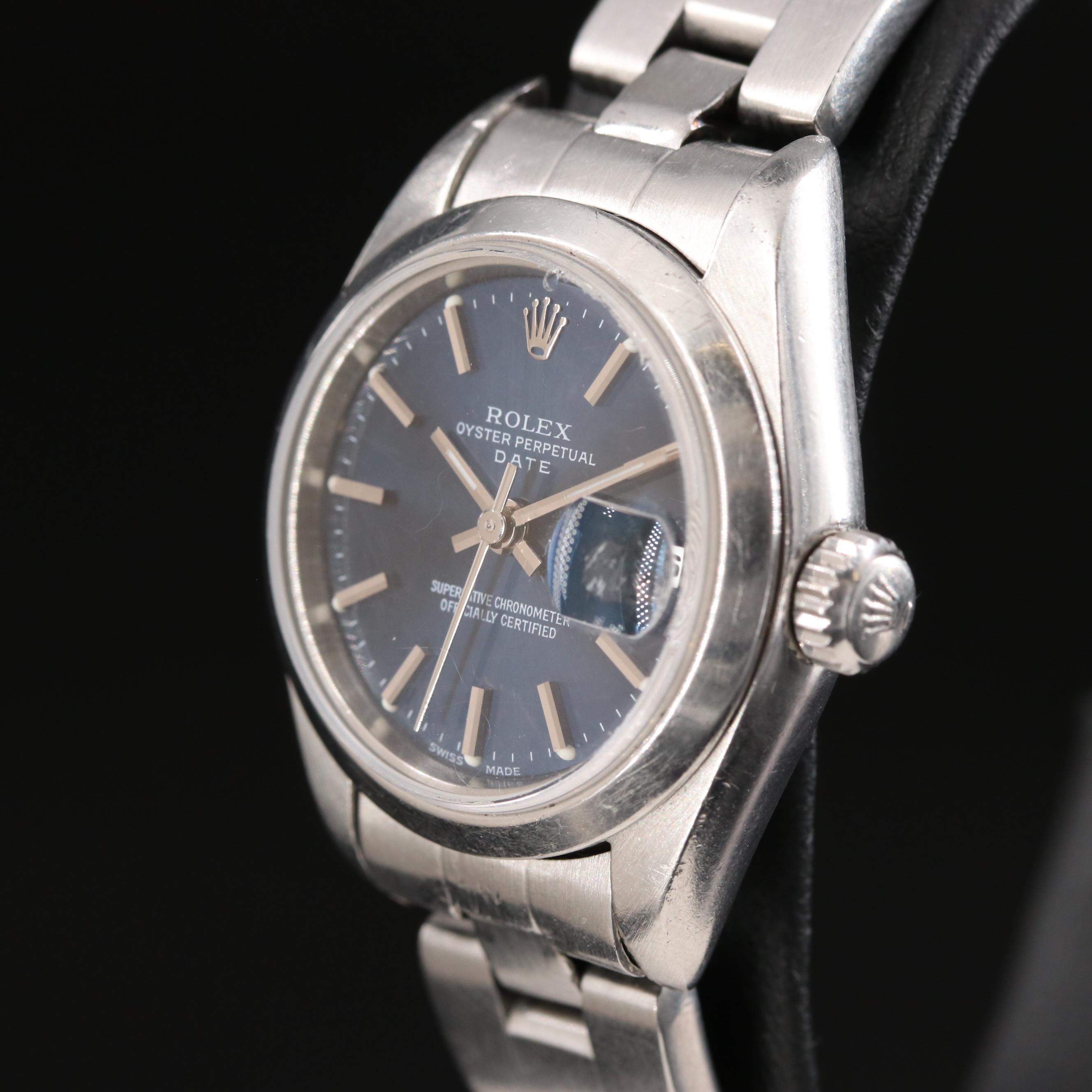 2000 Rolex Oyster Perpetual Blue Dial Date Watch