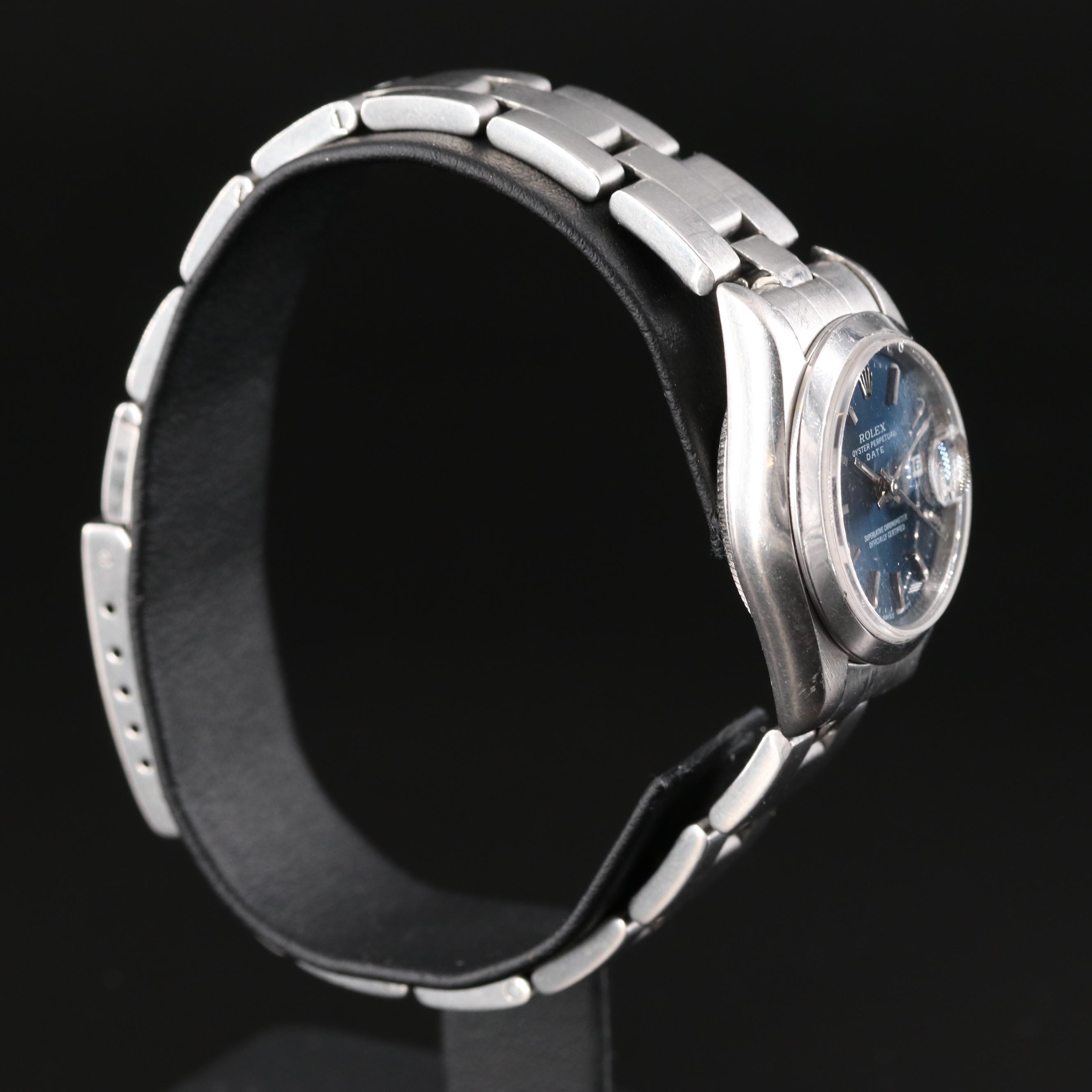 2000 Rolex Oyster Perpetual Blue Dial Date Watch