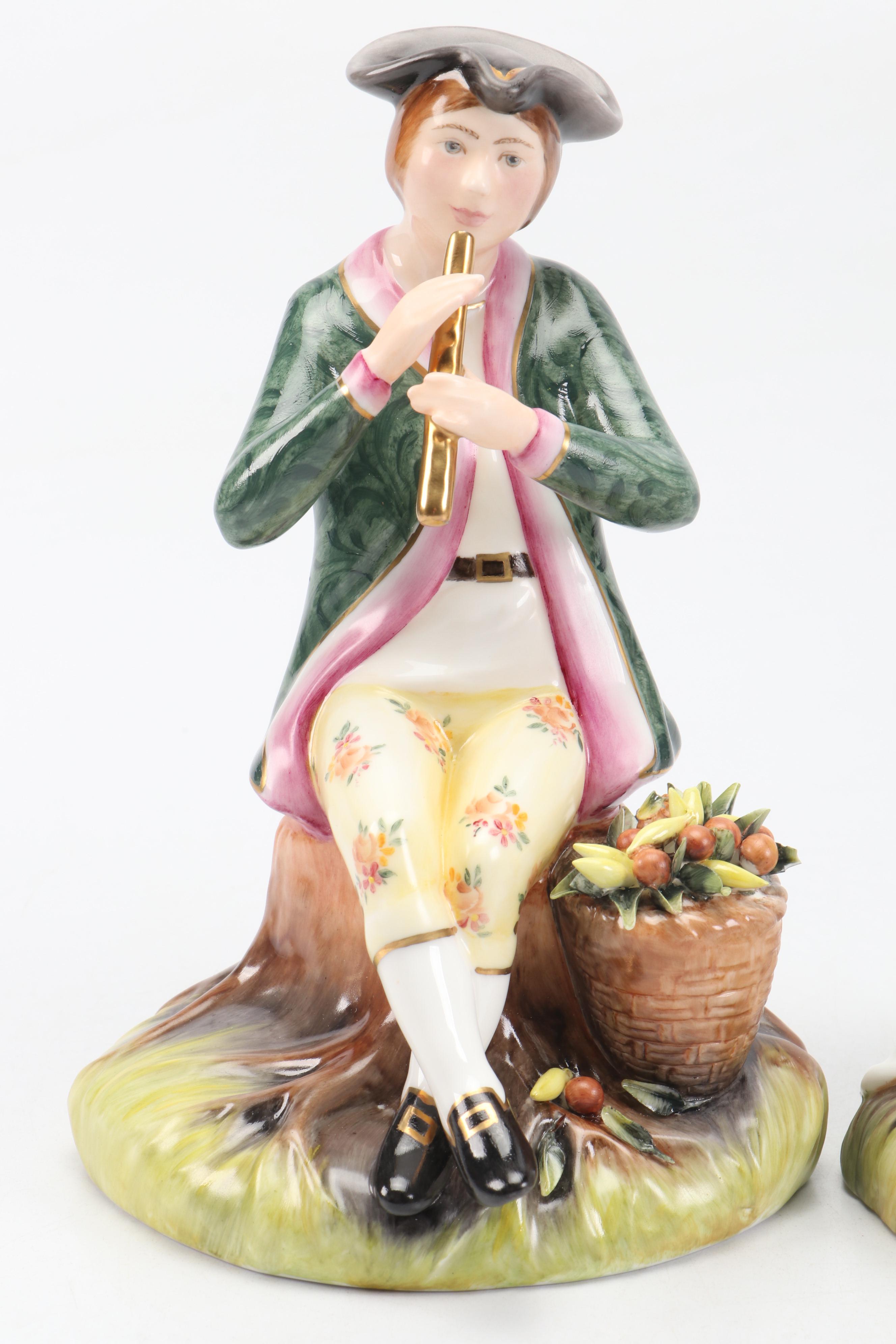 Royal Crown Derby Bone China "The Fruit Seller" and " The Flower Seller"