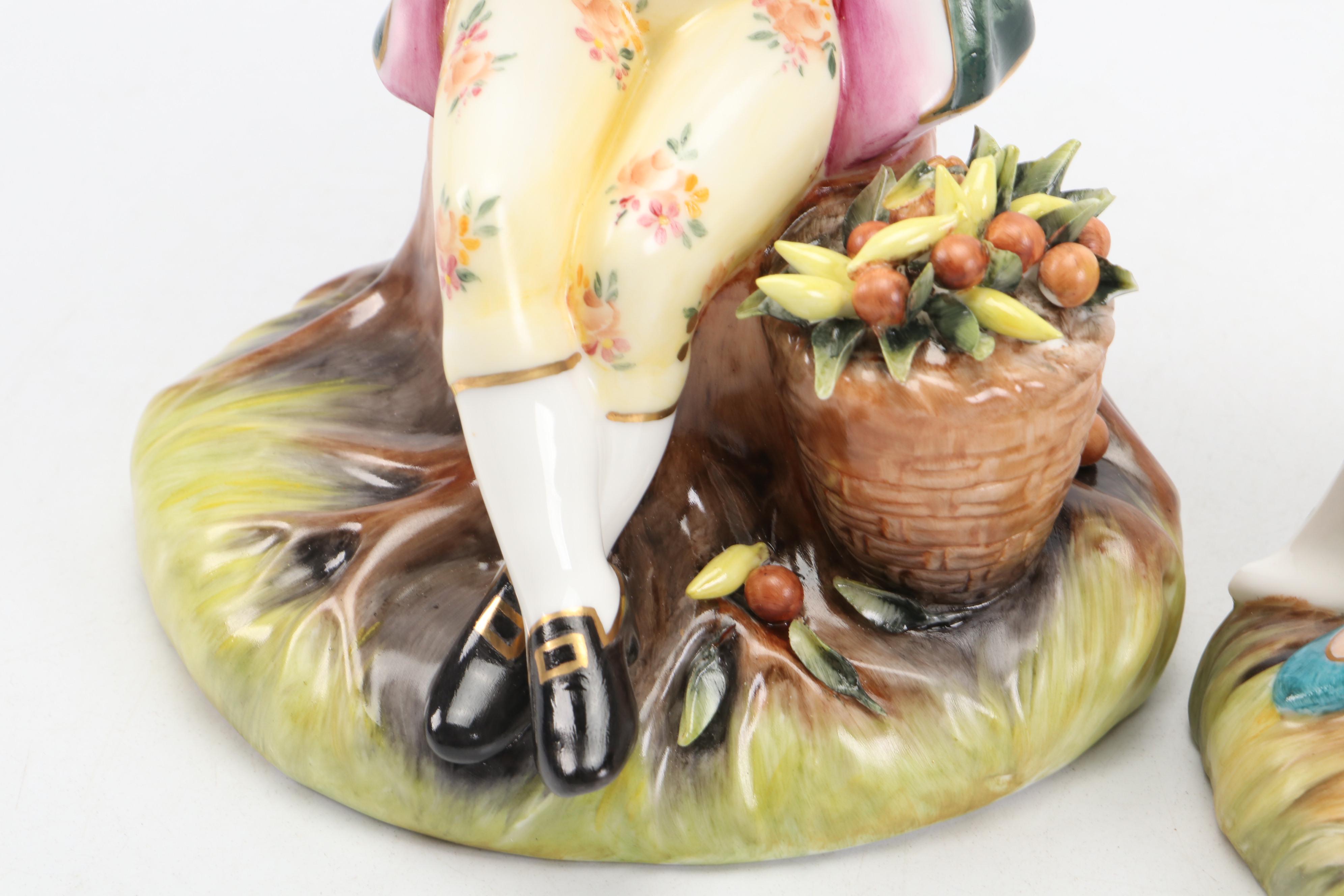 Royal Crown Derby Bone China "The Fruit Seller" and " The Flower Seller"