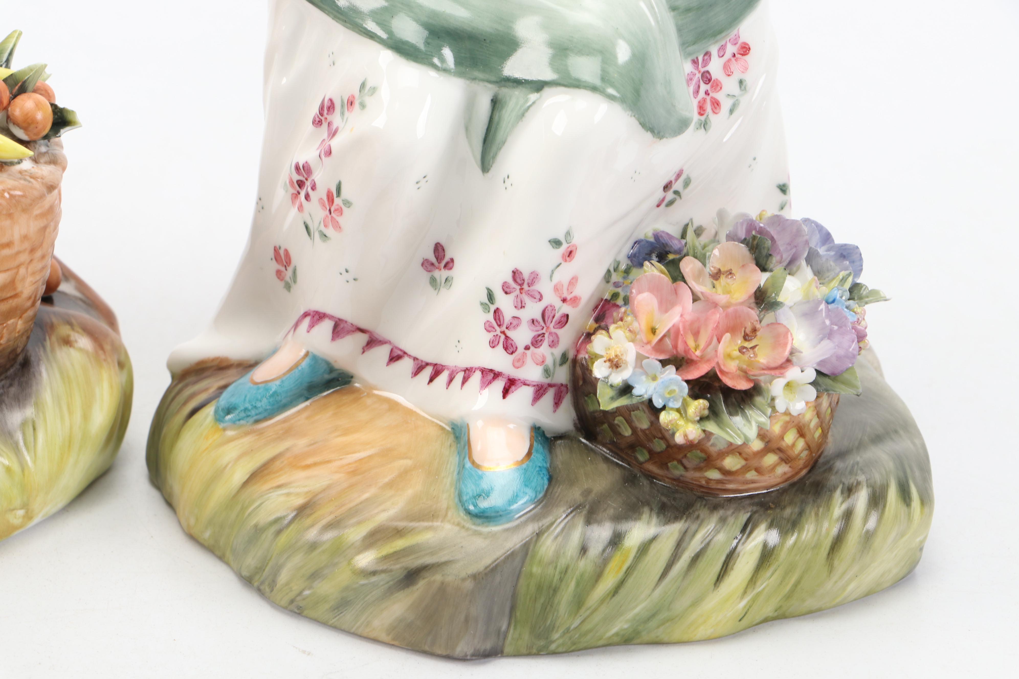 Royal Crown Derby Bone China "The Fruit Seller" and " The Flower Seller"