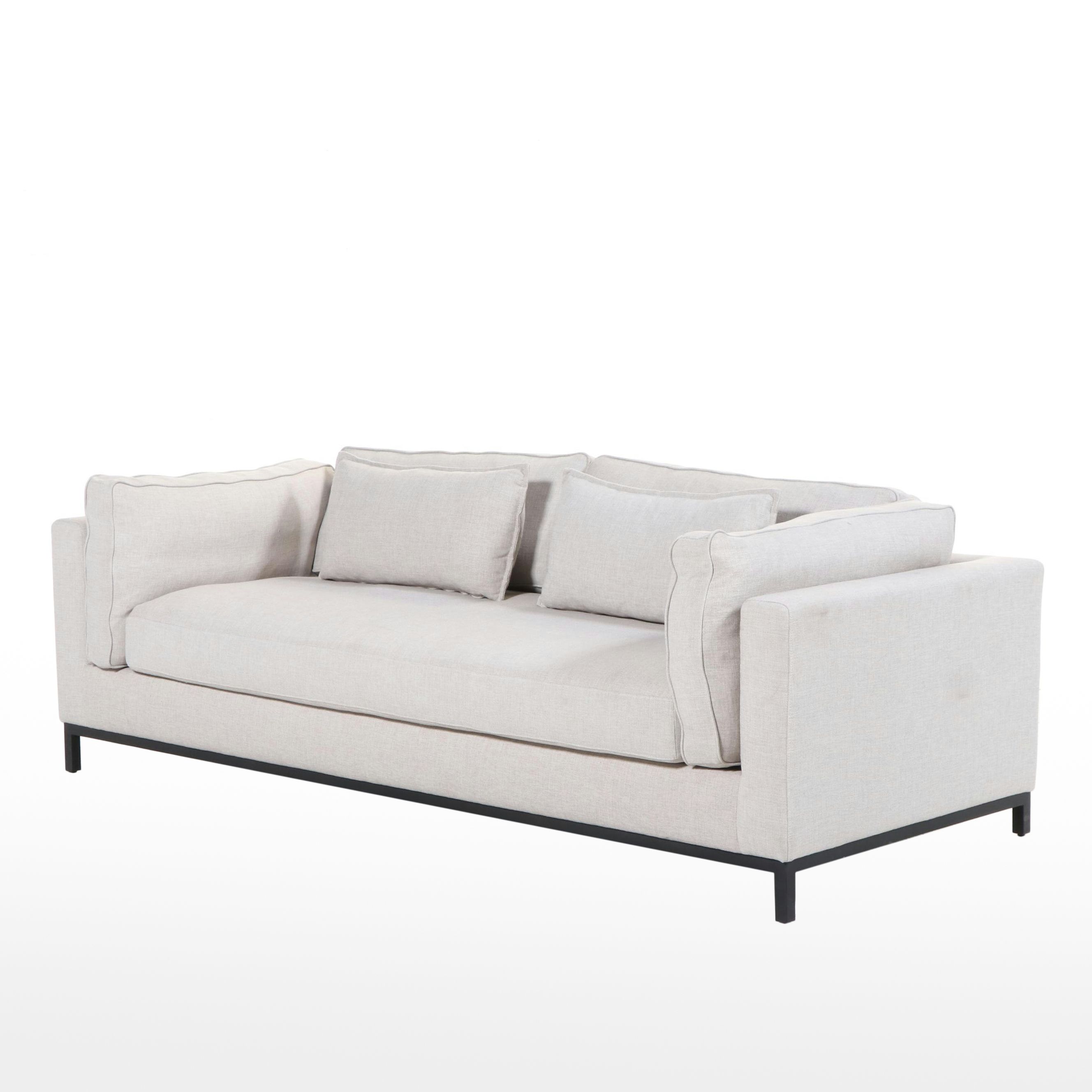 Modernist Style Grey Fabric Upholstered Sofa