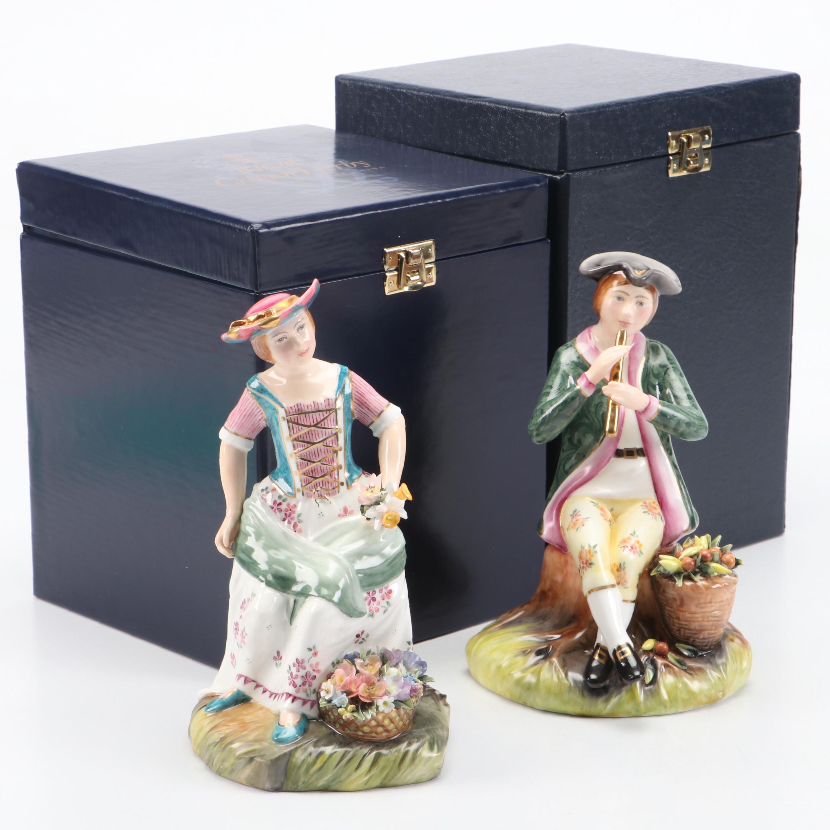 Royal Crown Derby Bone China "The Fruit Seller" and " The Flower Seller"