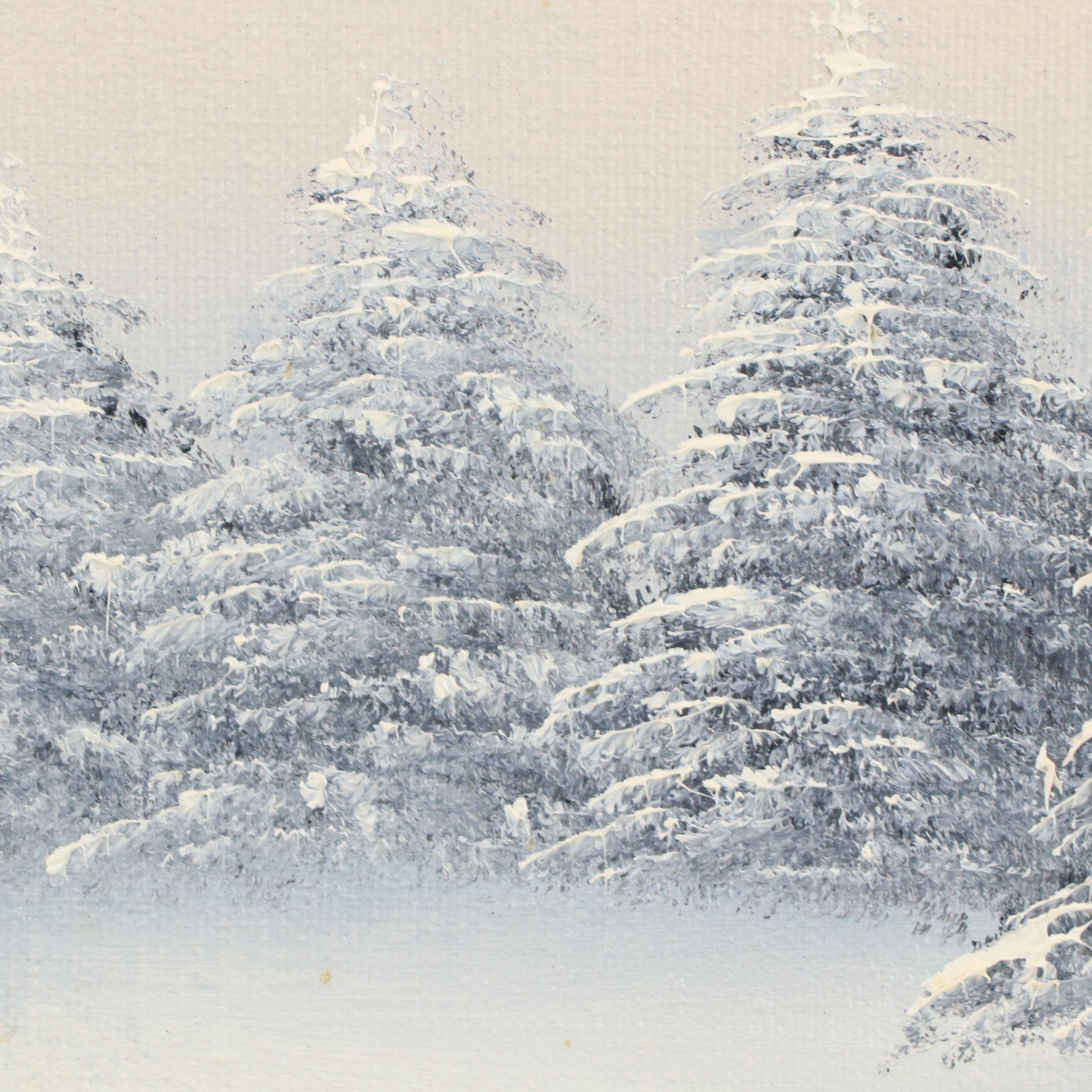 Barrister Oil Painting of Winter Landscape, 1970's