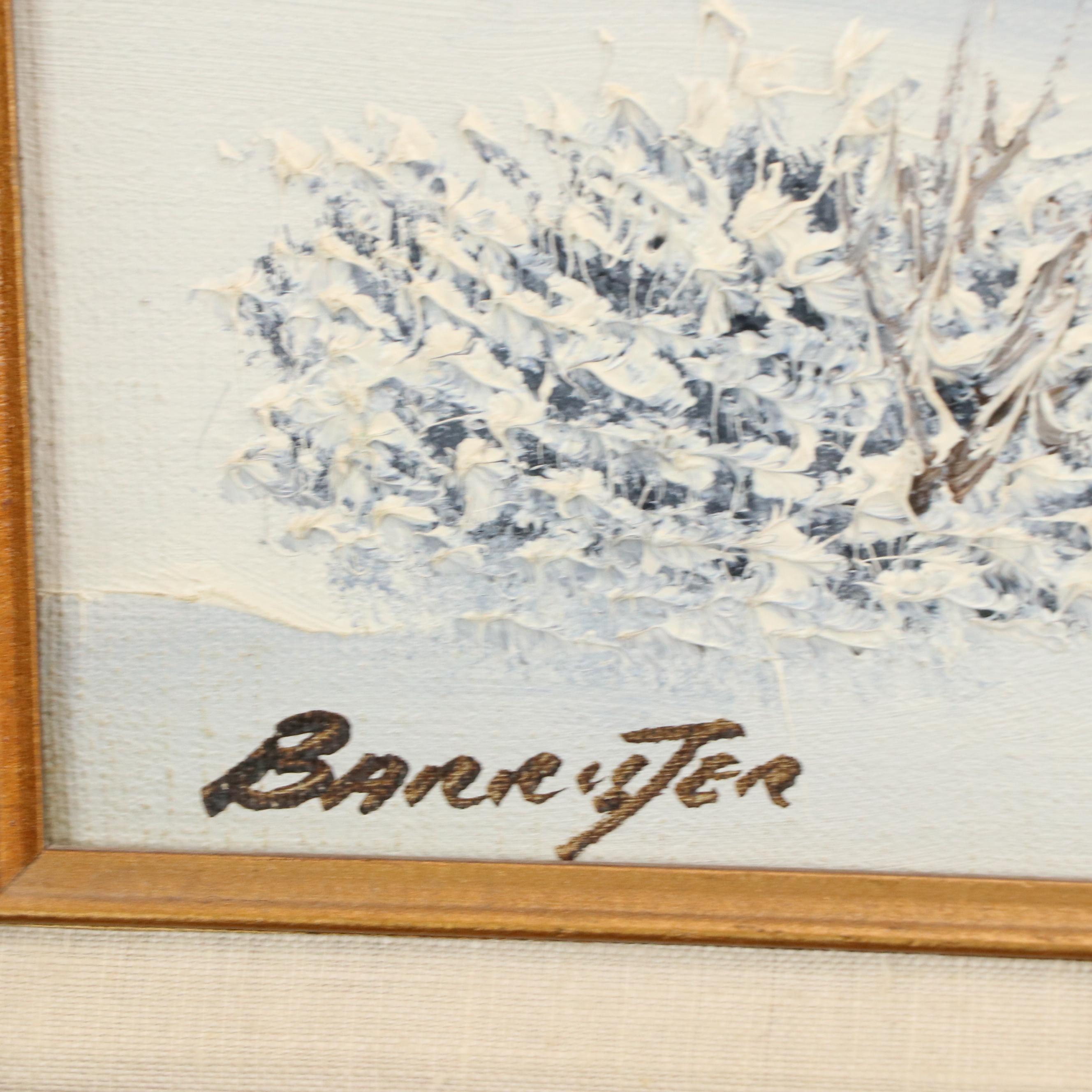 Barrister Oil Painting of Winter Landscape, 1970's
